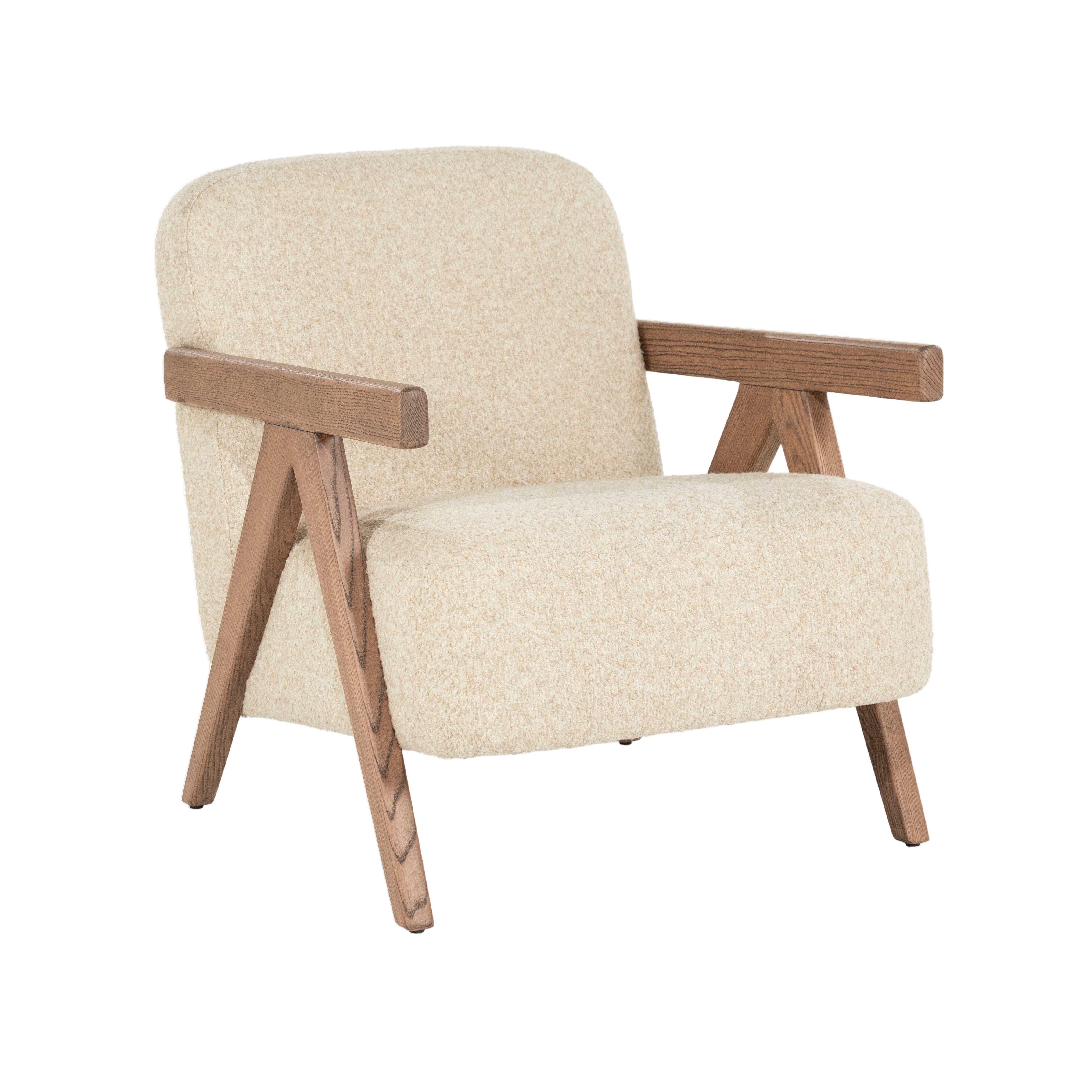FRANCIS beige armchair with wooden base