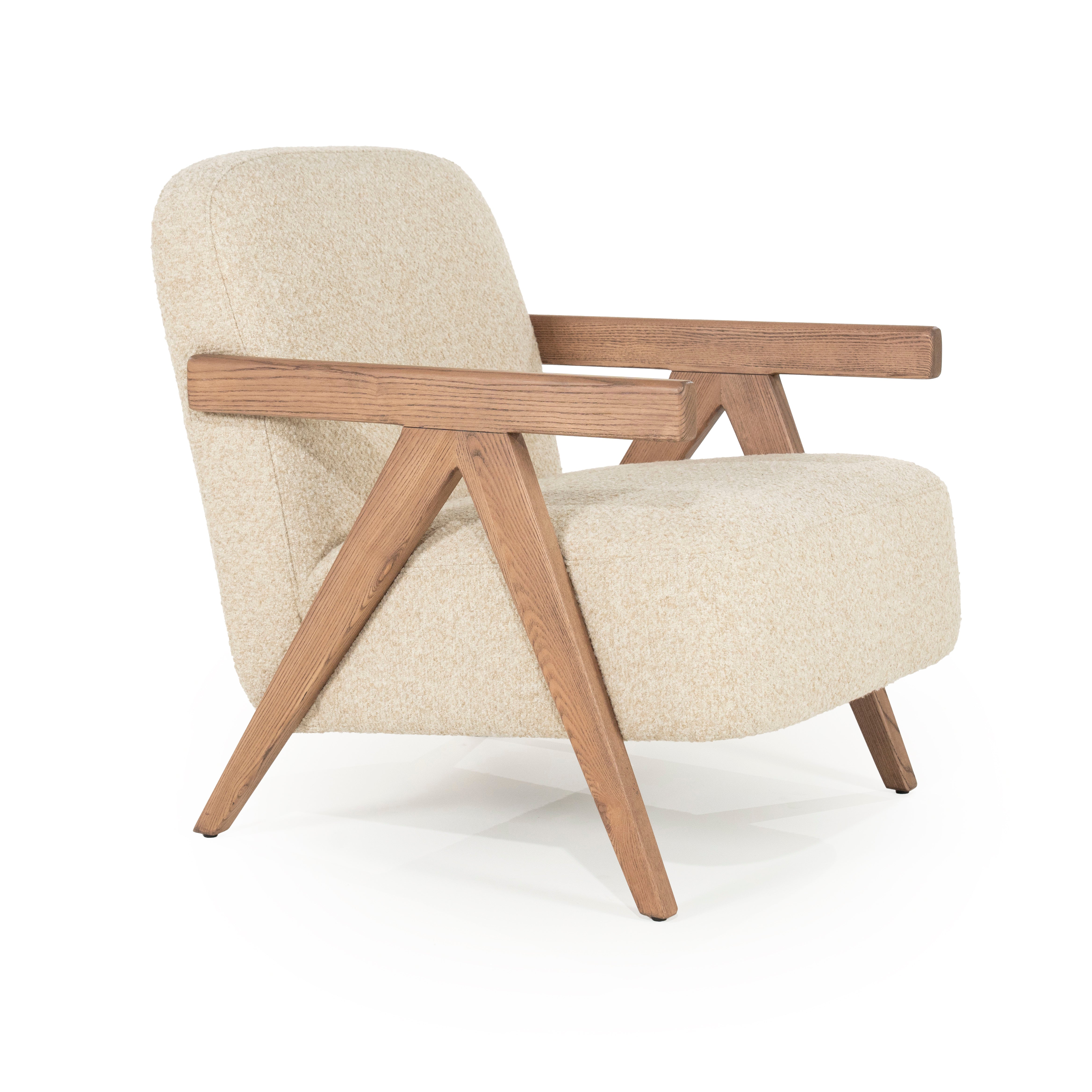 FRANCIS beige armchair with wooden base