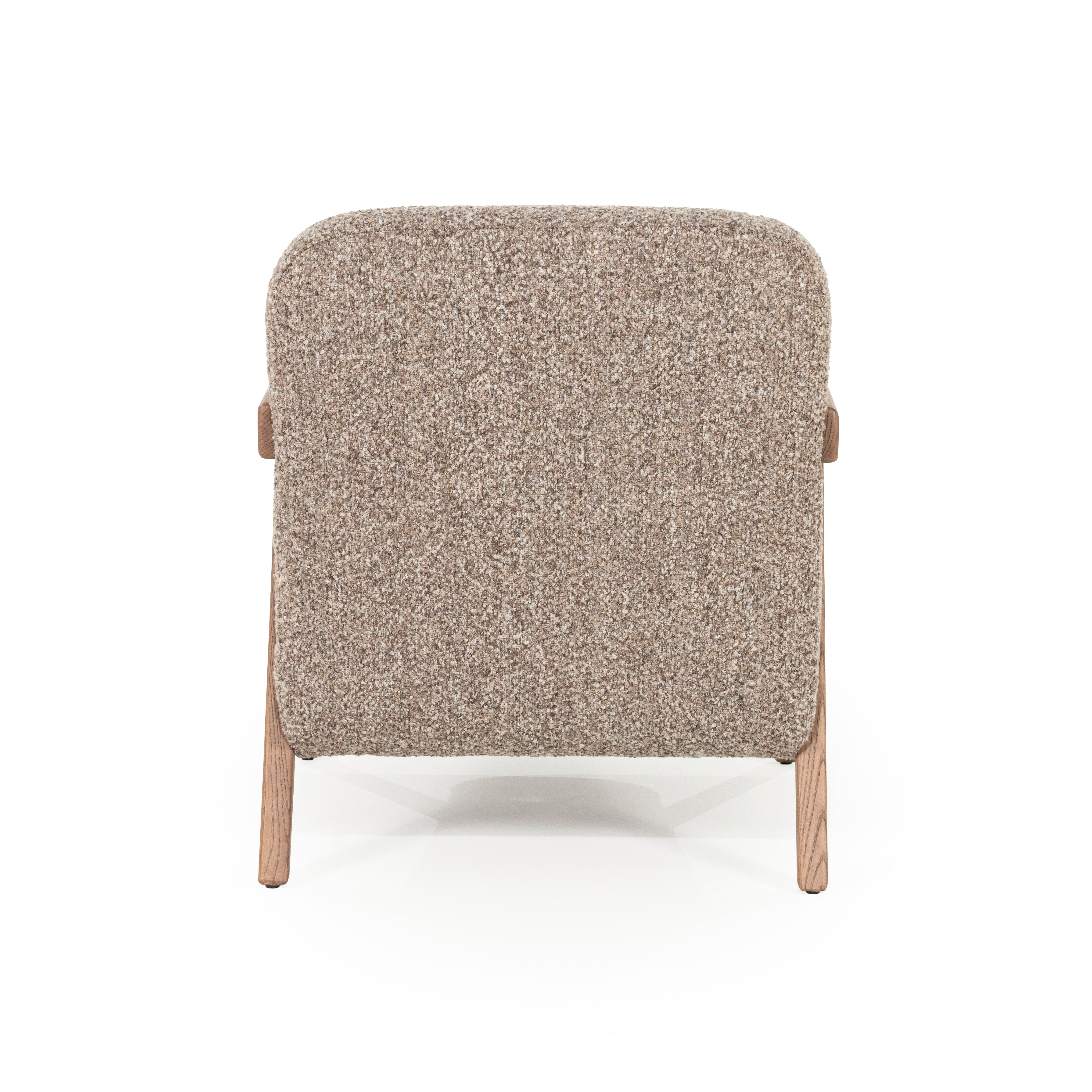 FRANCIS Armchair in Dark Beige with Wooden Base