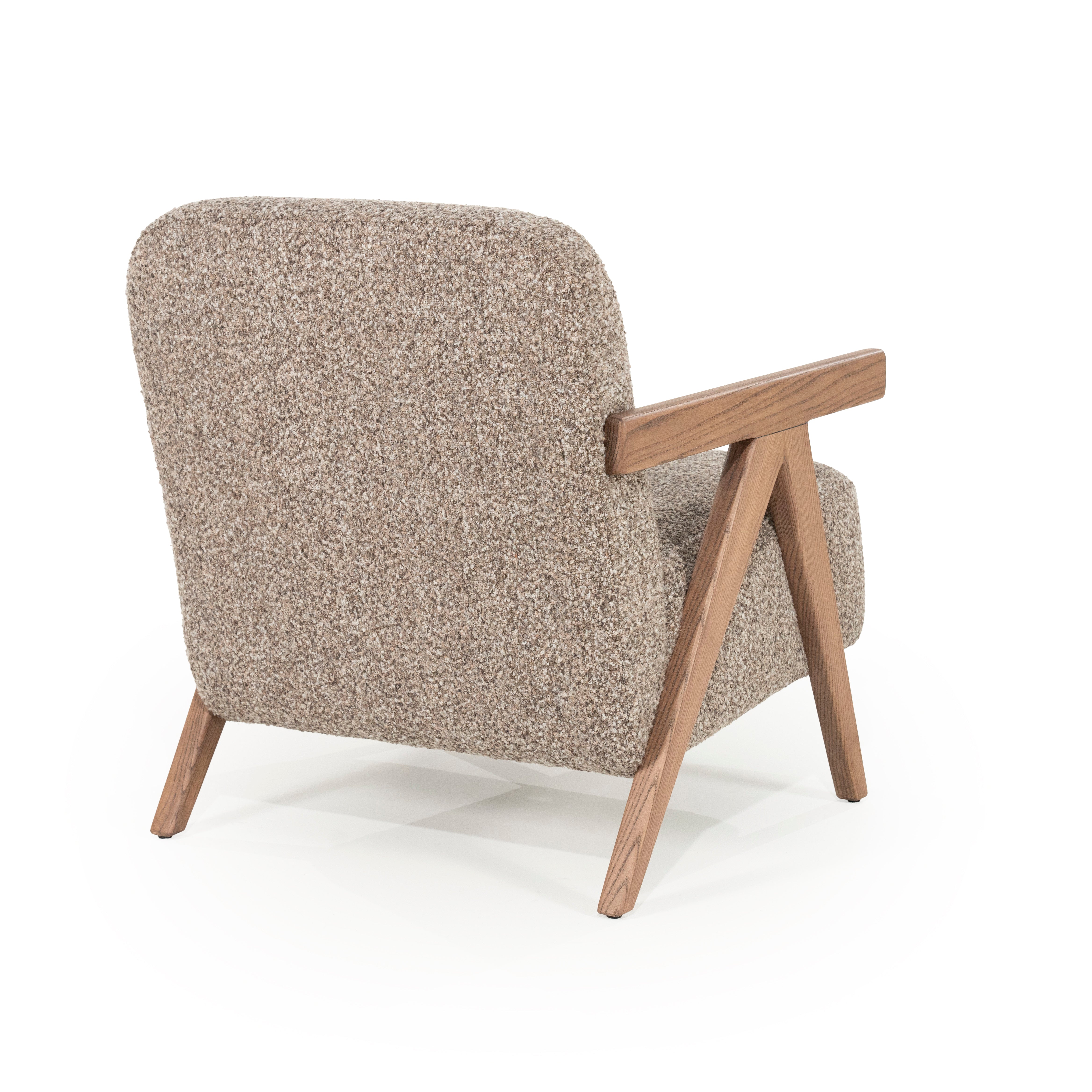FRANCIS Armchair in Dark Beige with Wooden Base