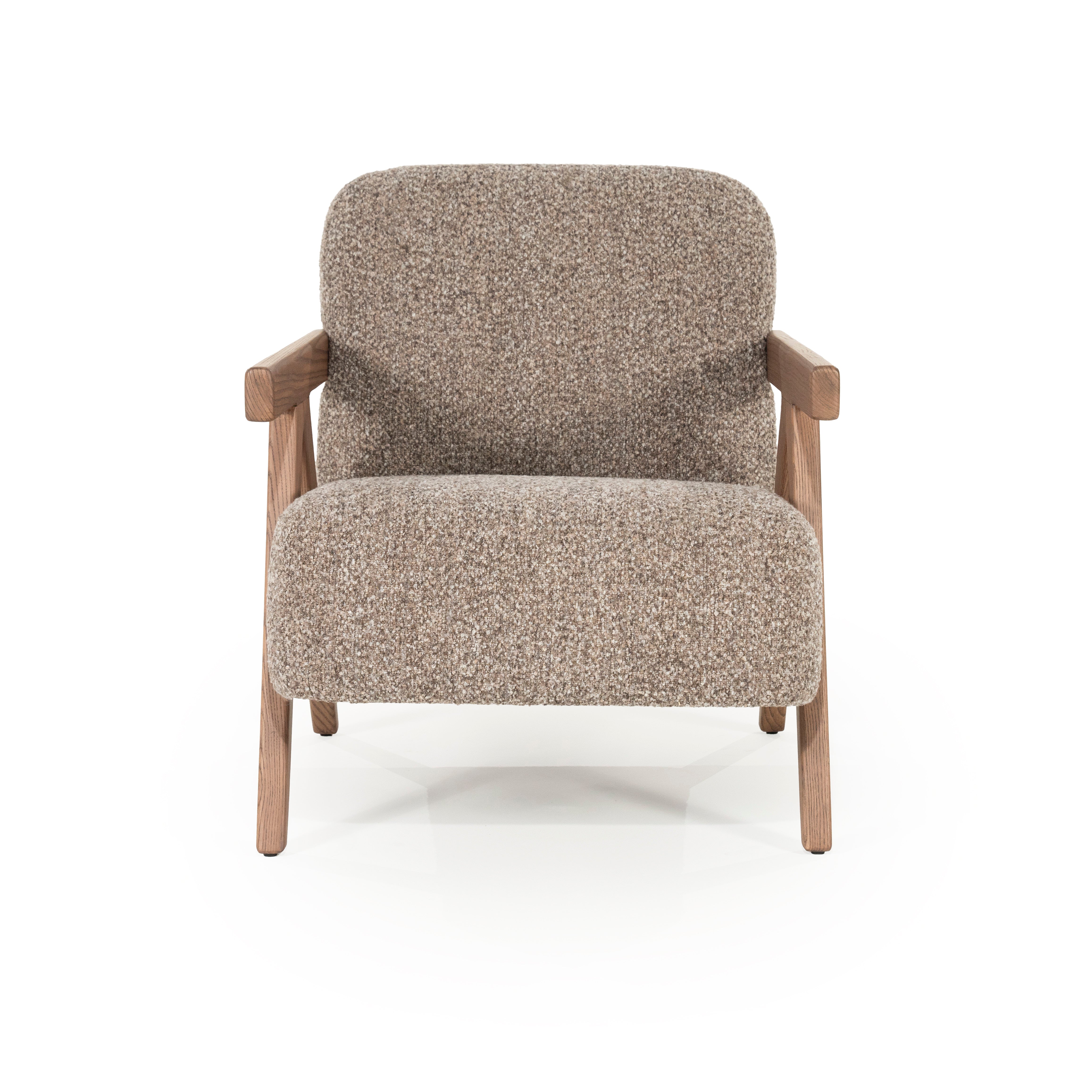 FRANCIS Armchair in Dark Beige with Wooden Base