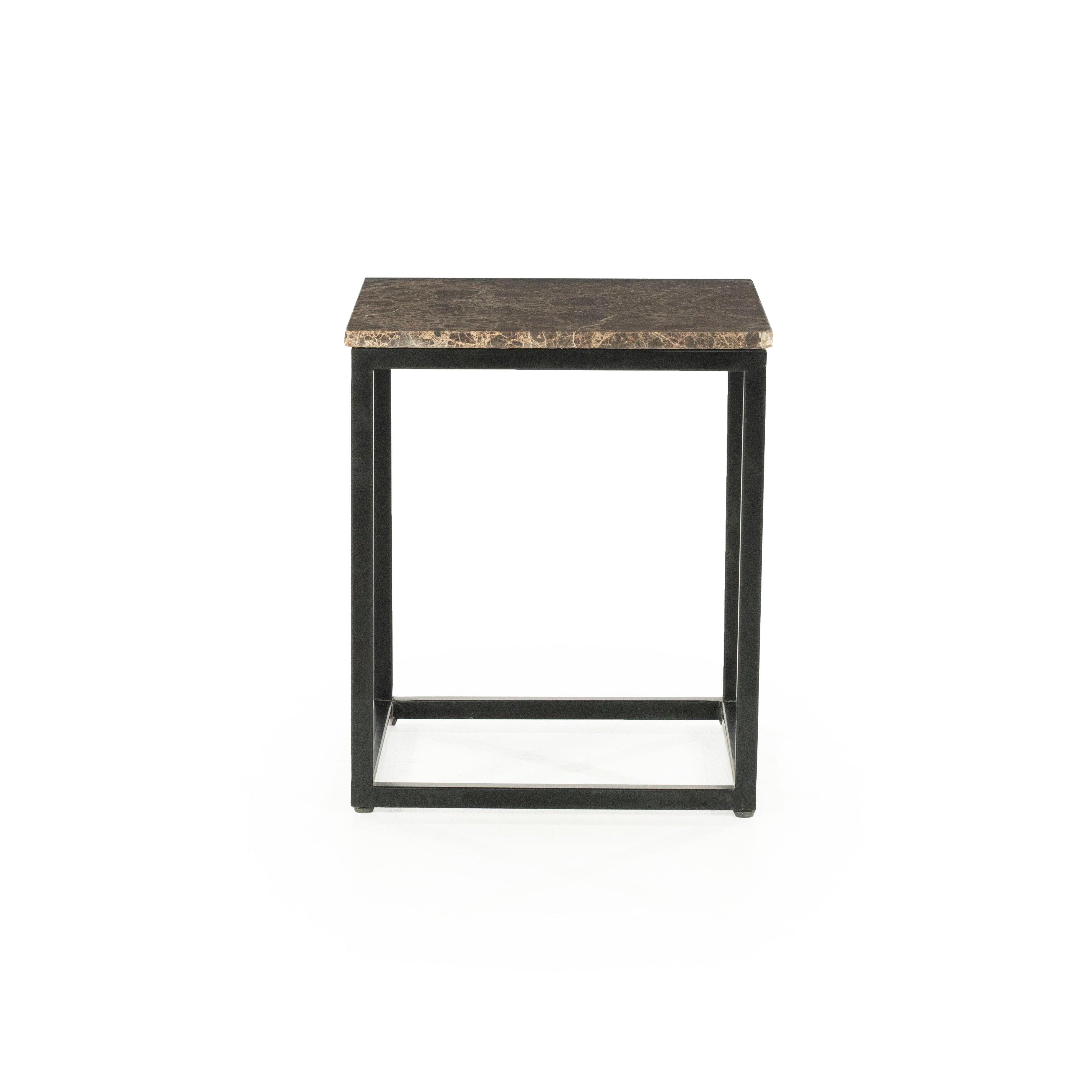 RICO Side Table Dark Brown Marble with Metal Base