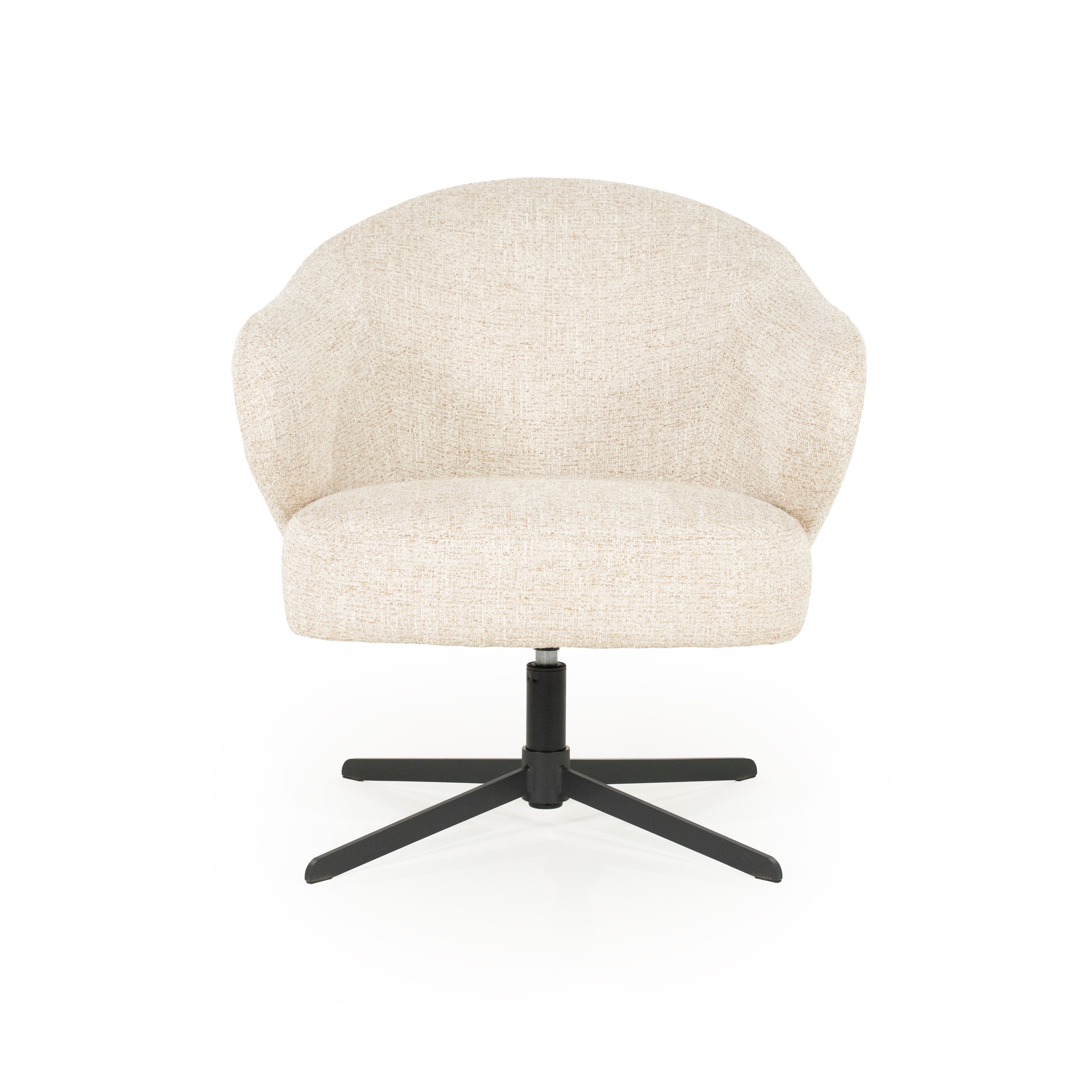 CONNOR light beige swivel armchair with black base