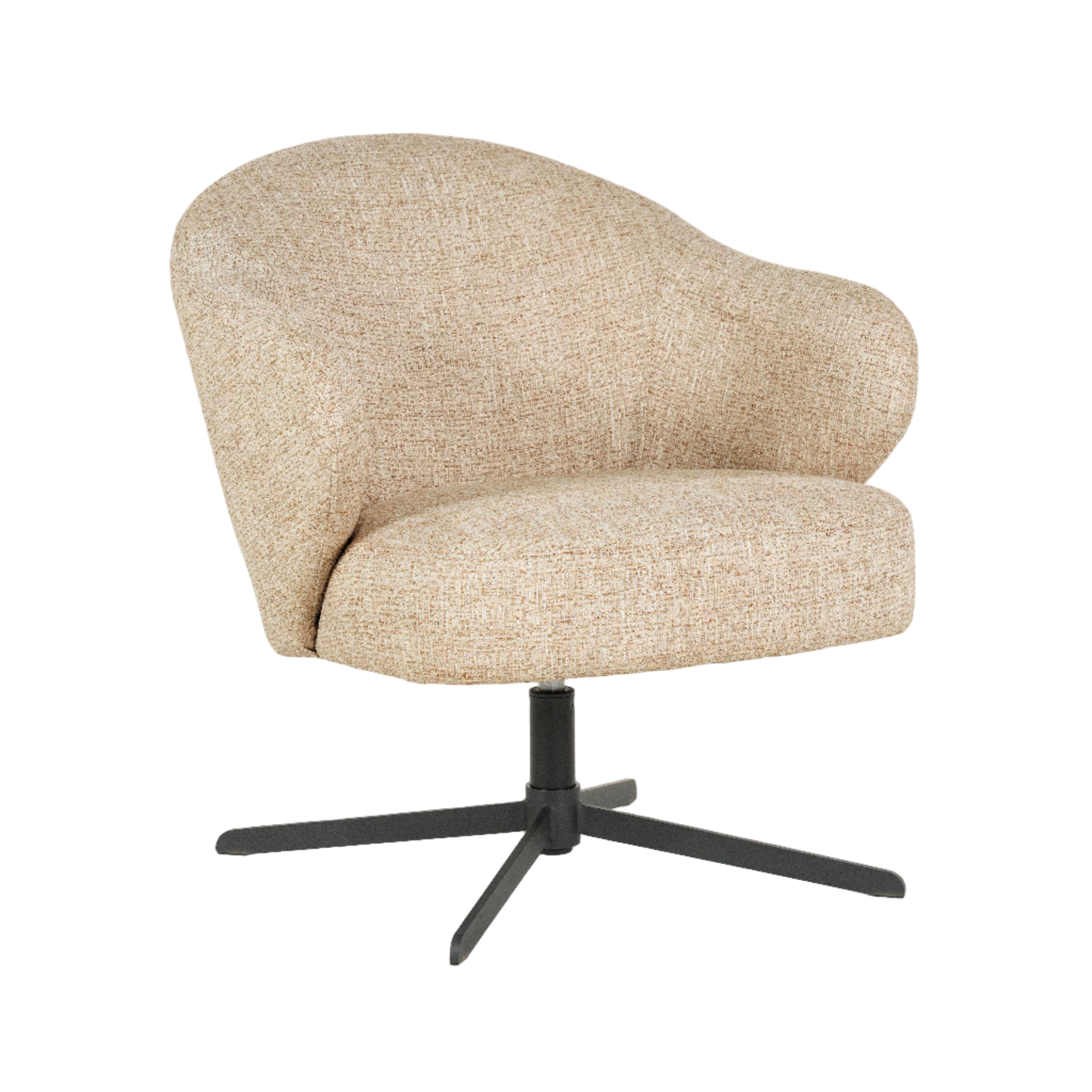 CONNOR beige swivel armchair with black base