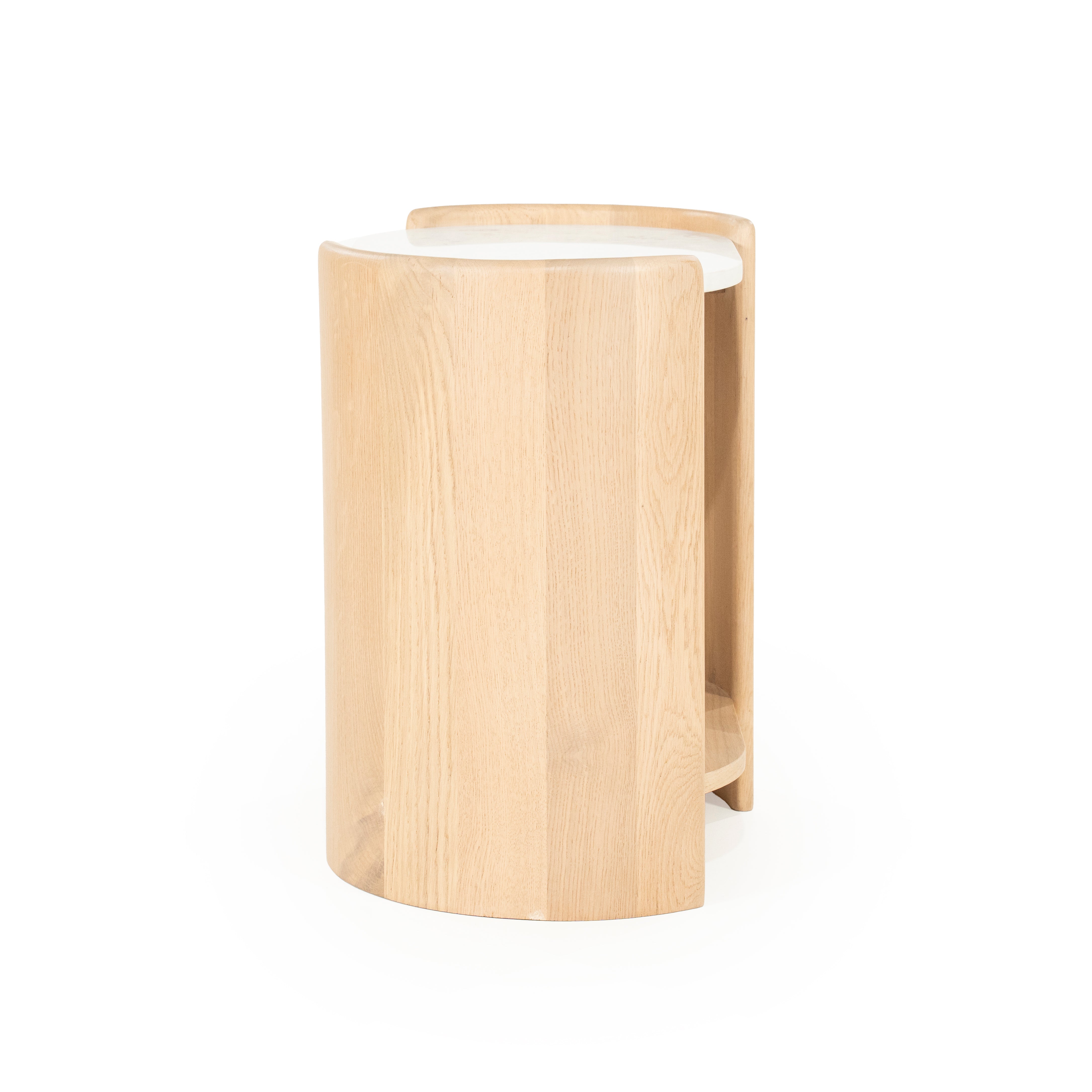 Stolik boczny DON drewno dębowe z marmurowym blatem