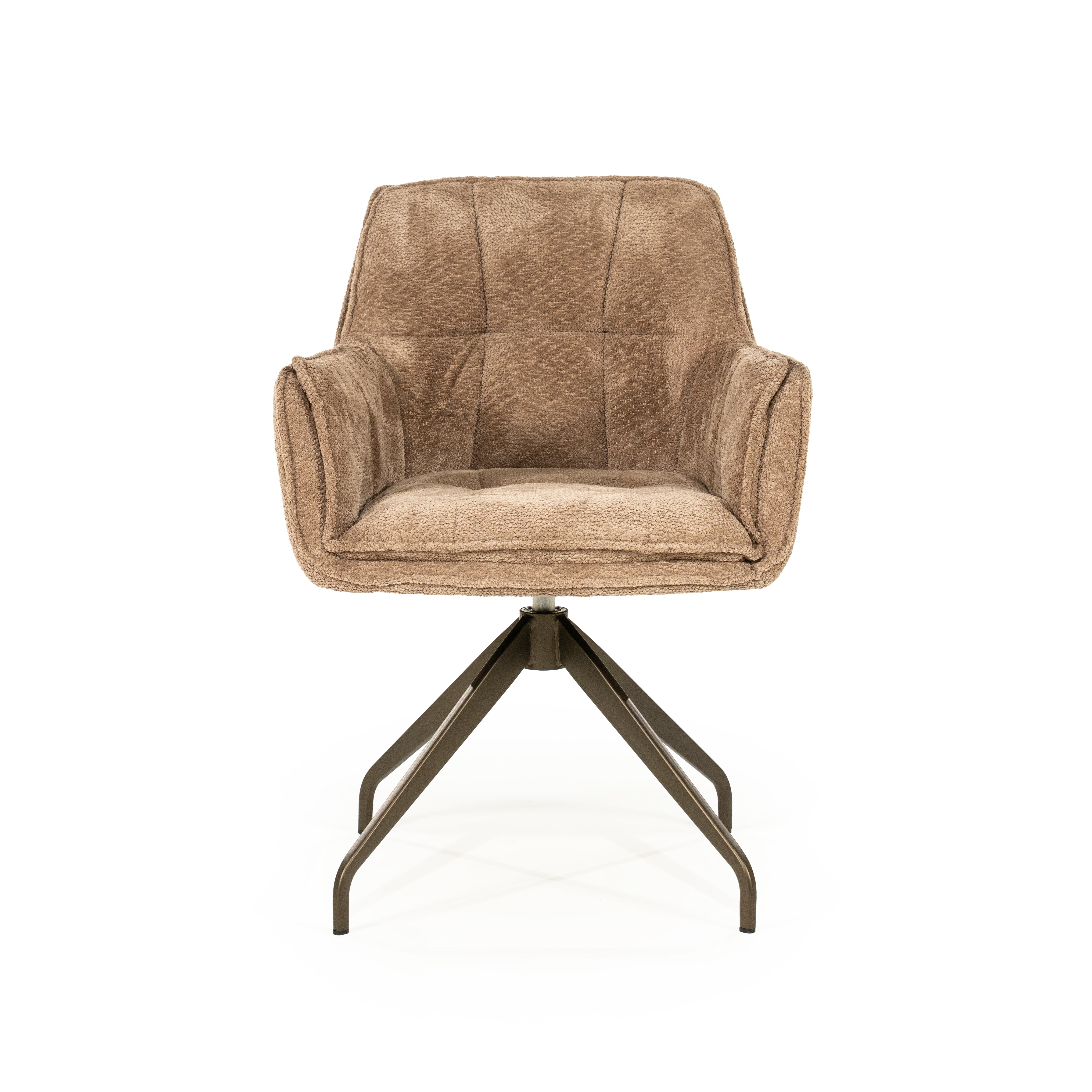 HUGO taupe swivel chair with dark brown base