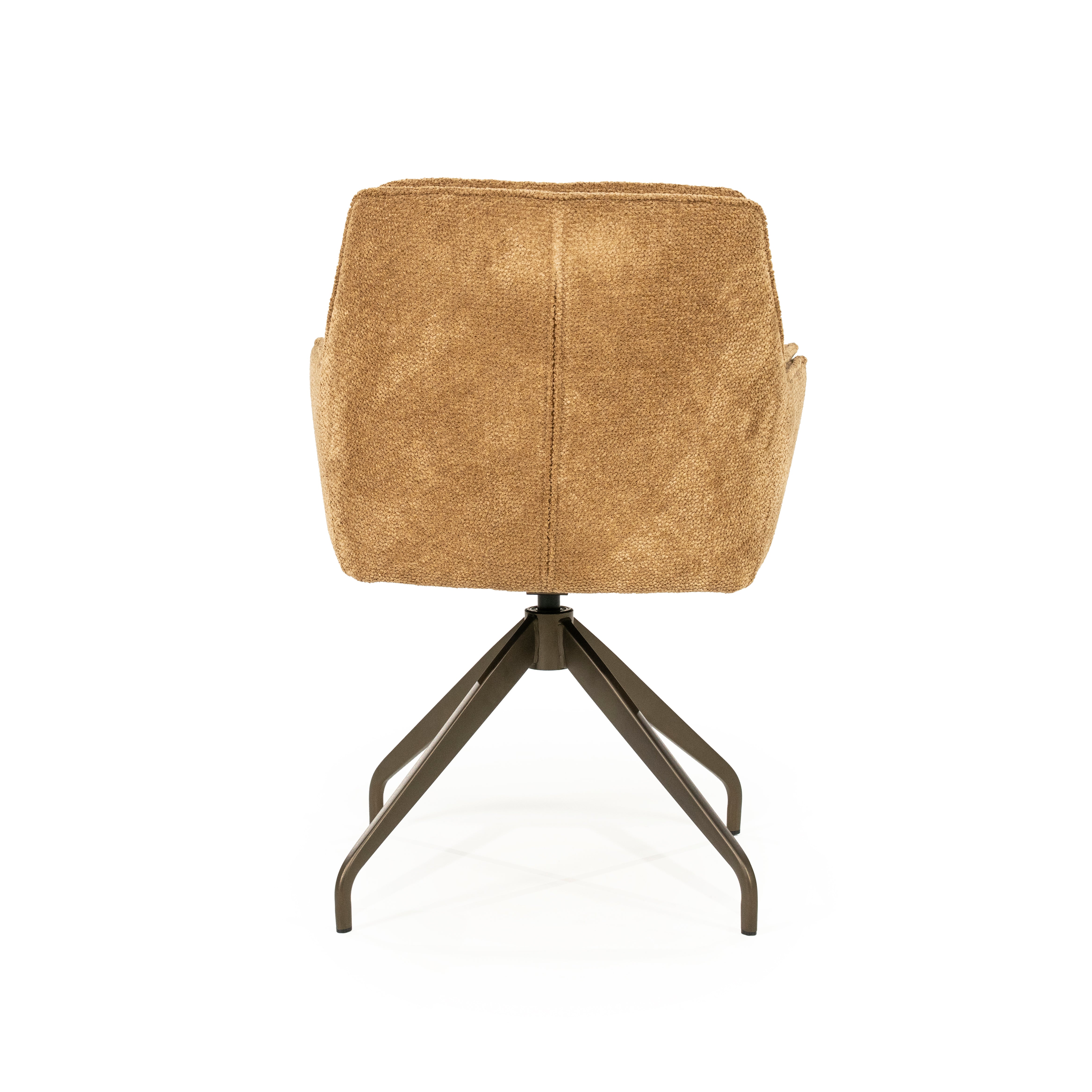 HUGO mustard swivel chair with dark brown base