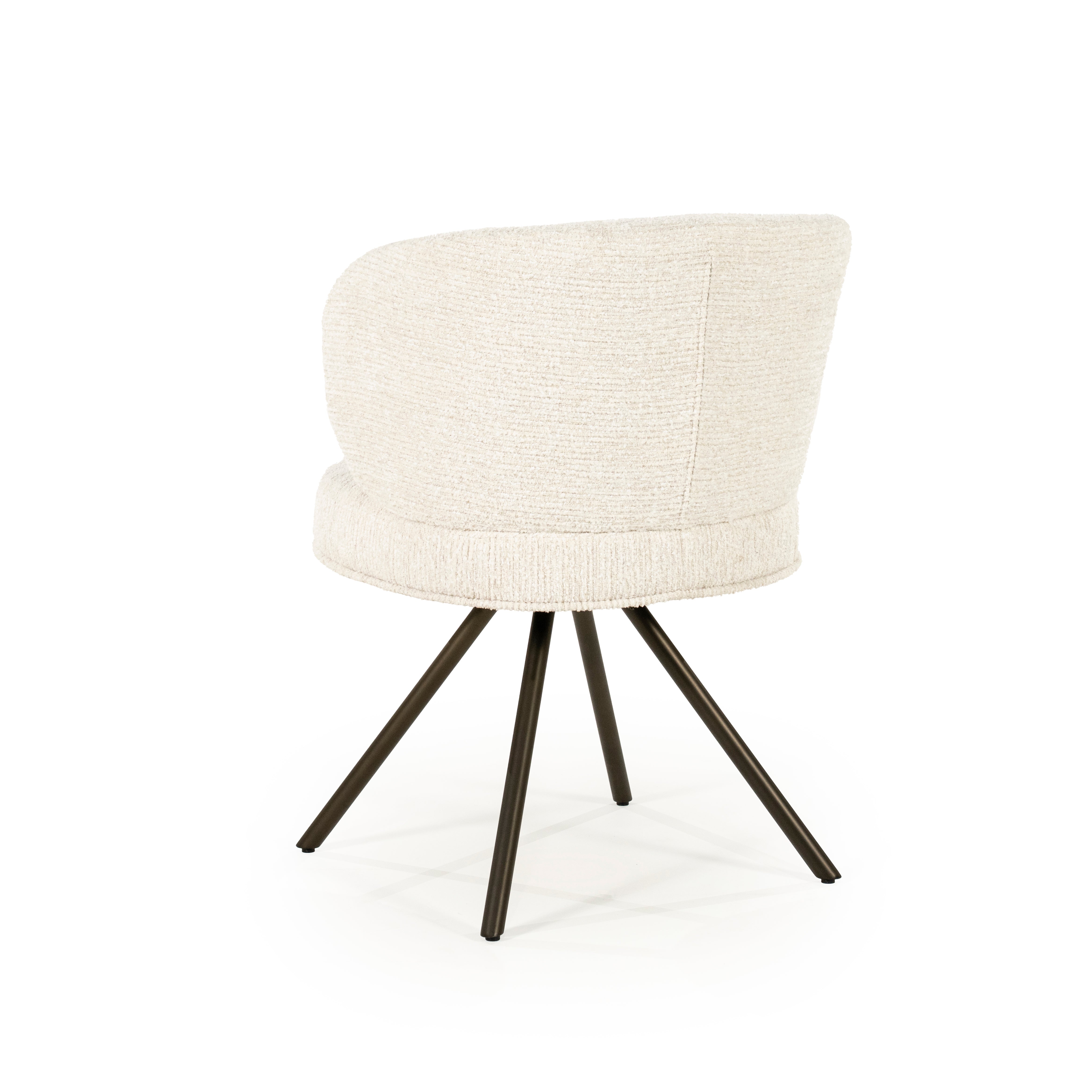 JAYSON Beige Swivel Chair with Dark Brown Base