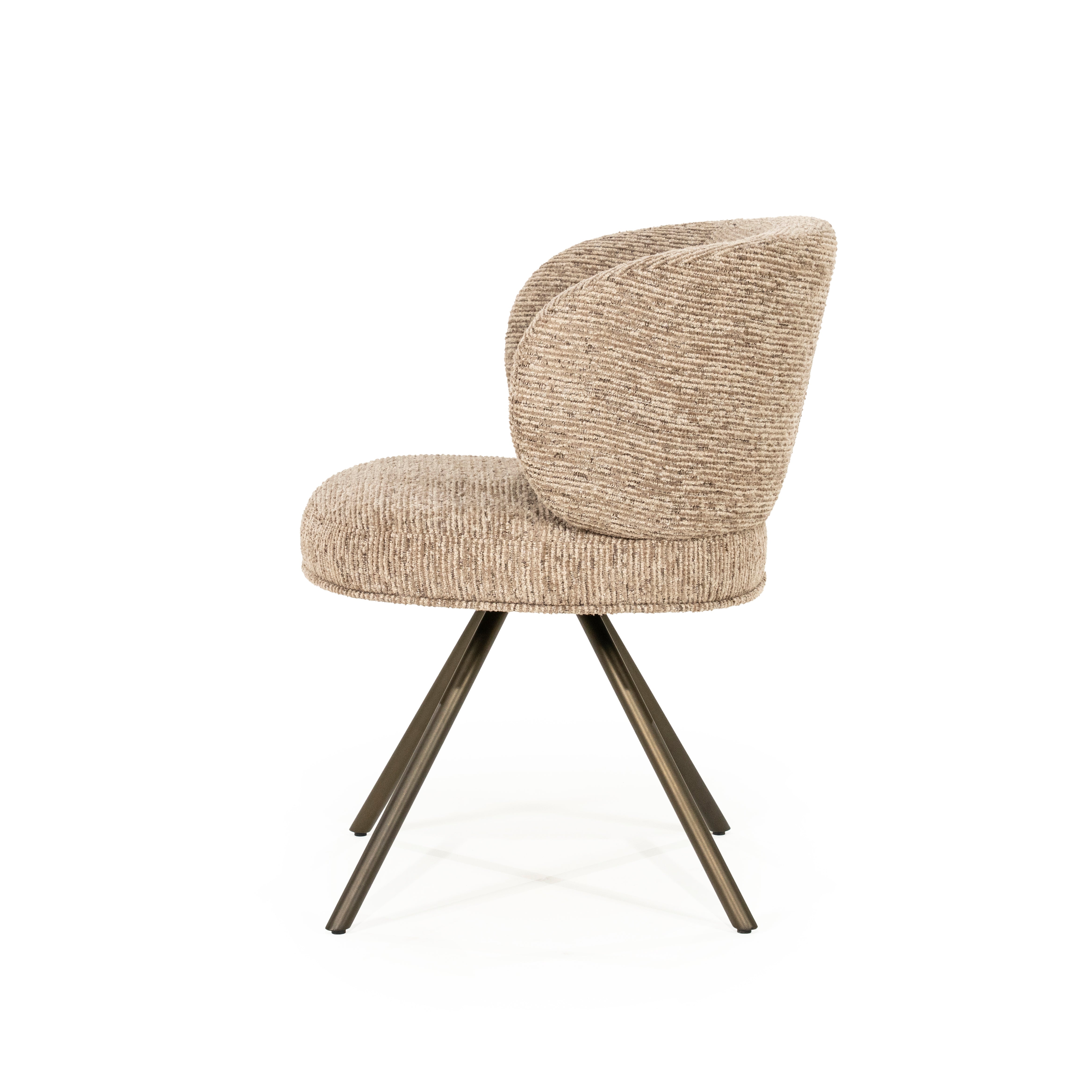 JAYSON taupe swivel chair with dark brown base