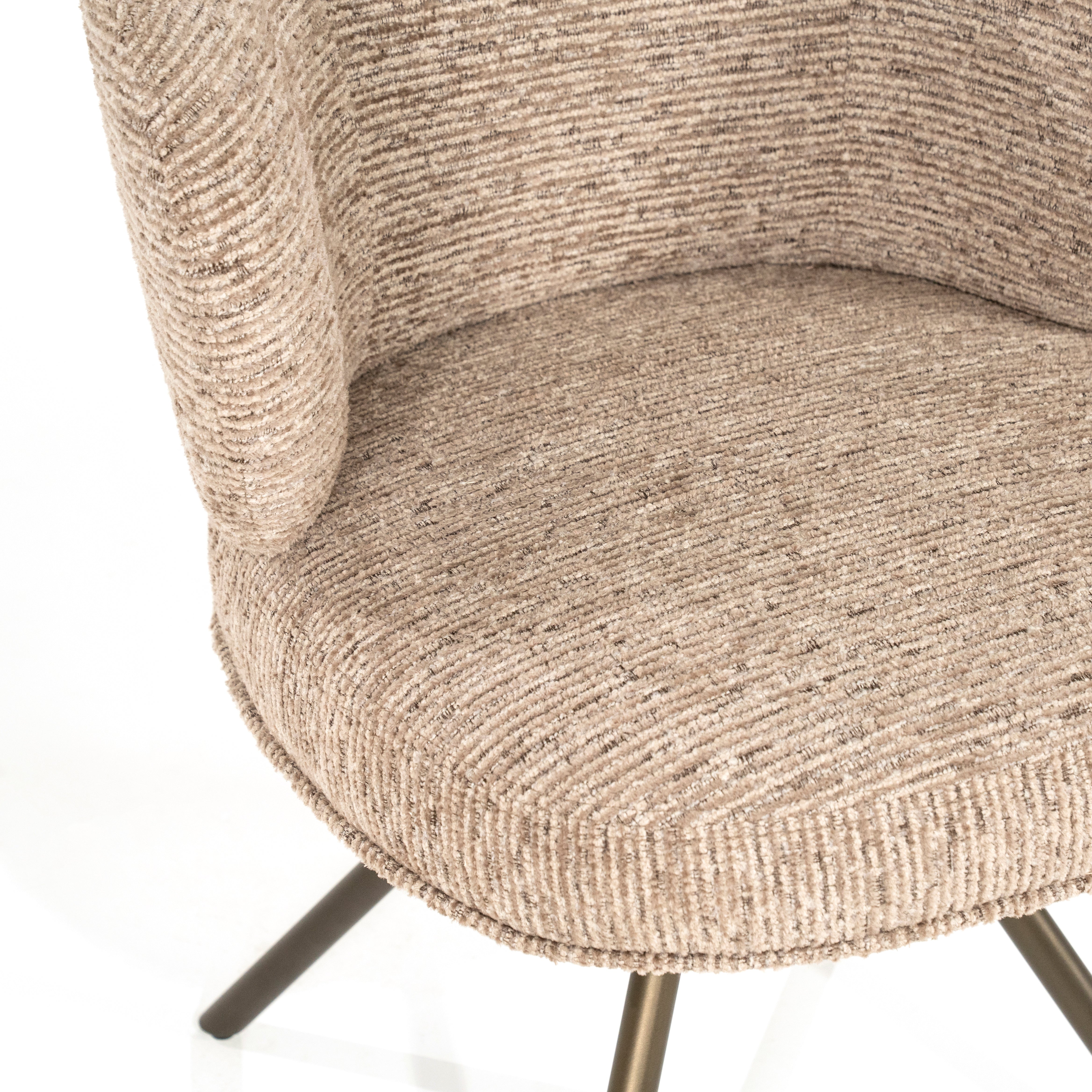 JAYSON taupe swivel chair with dark brown base
