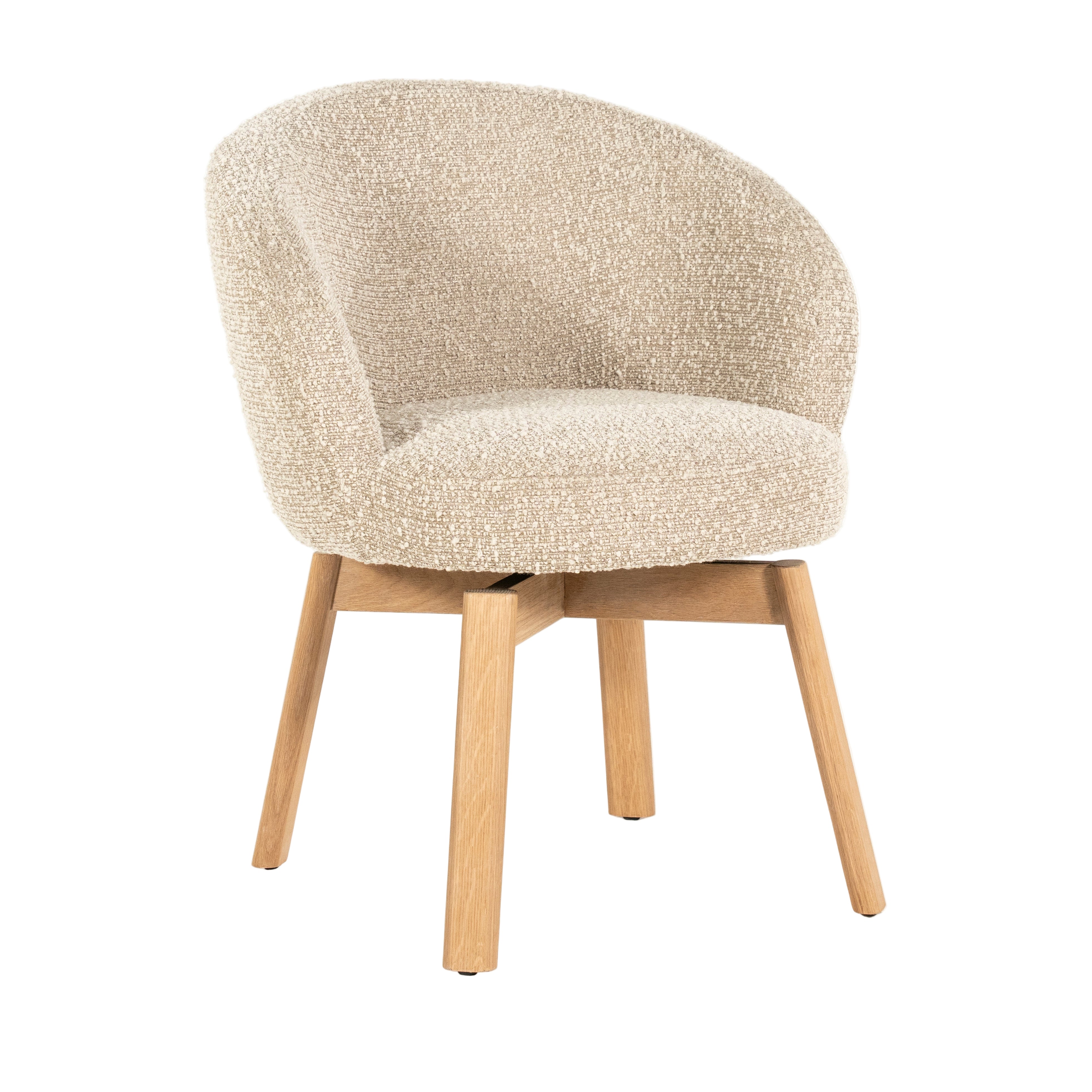 LIVIA swivel chair beige with wooden base