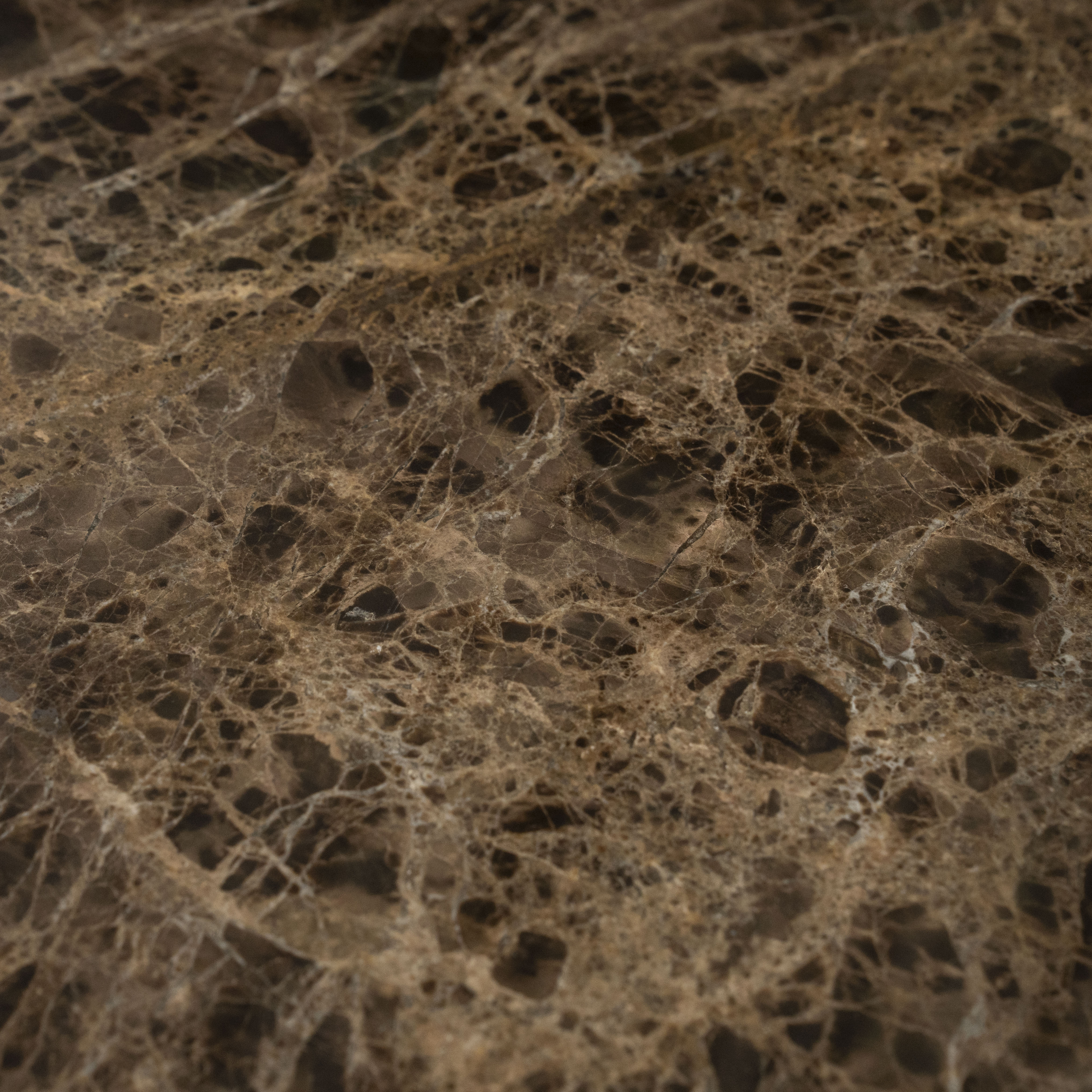 Kaffeetisch LUIGI brauner Marmor mit Metallbasis