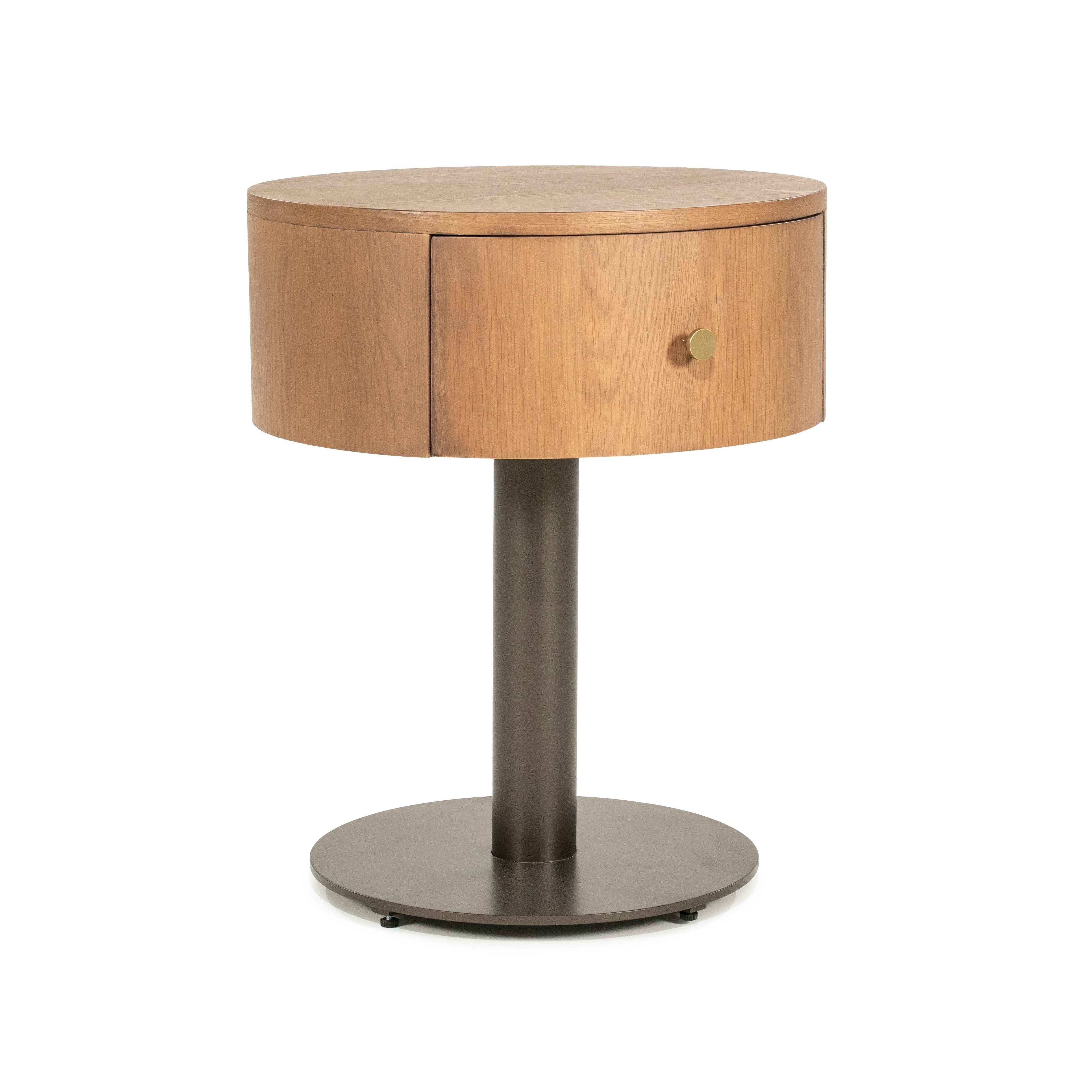 SKYE nightstand dark oak wood with metal base