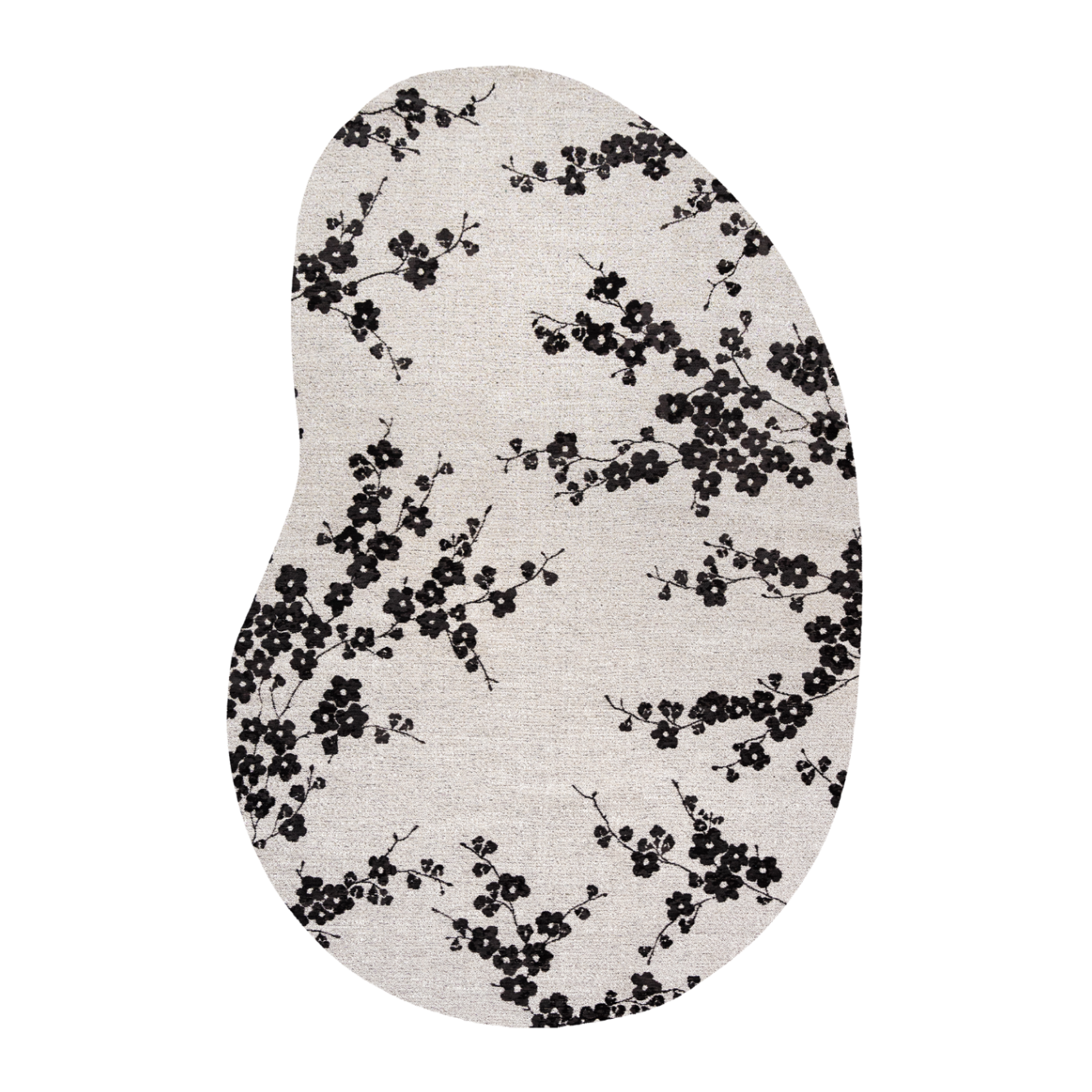 Oval rug SAKURA white with black