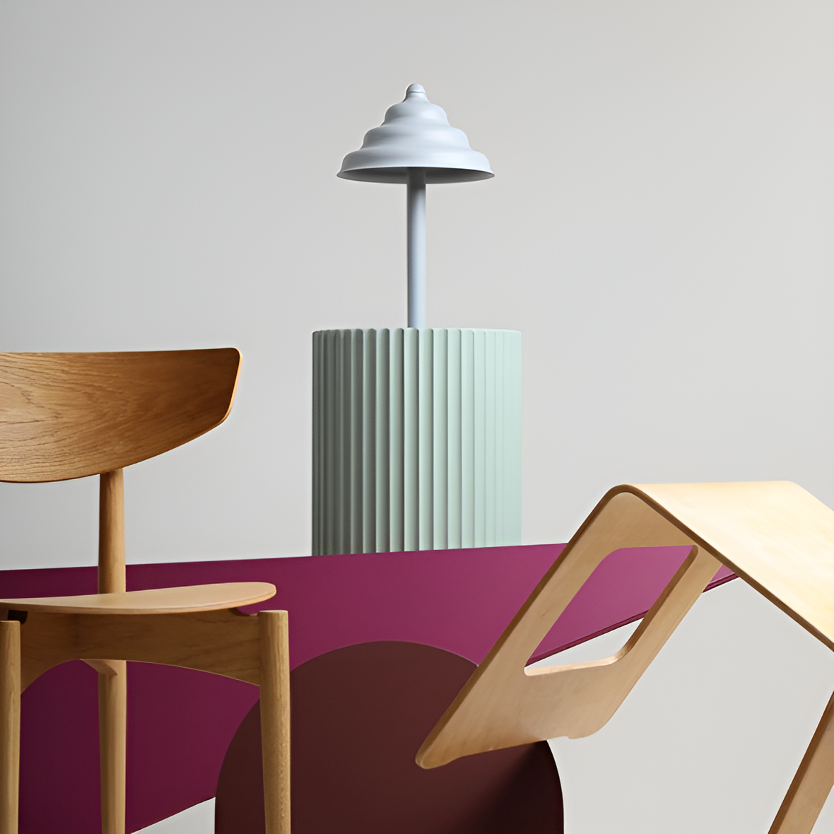 Gray wave table lamp