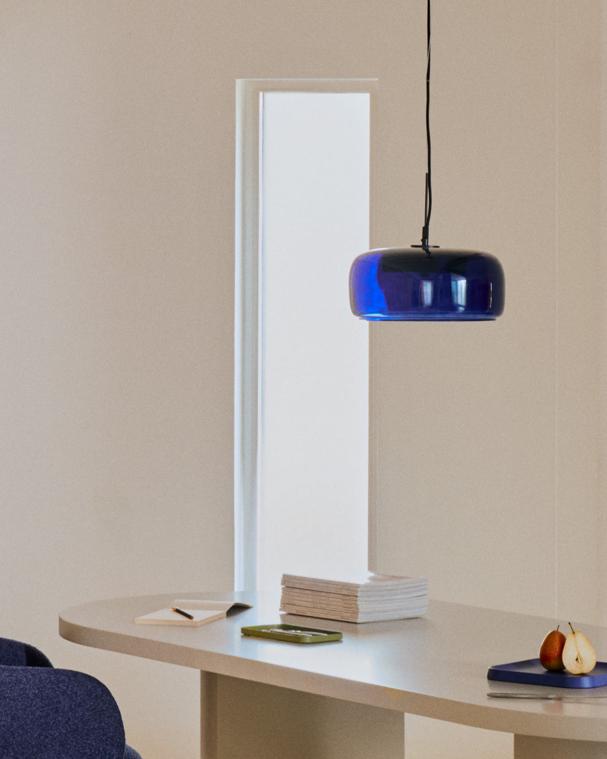 Lampa wisząca REIG niebieskie szkło – ujęcie 2