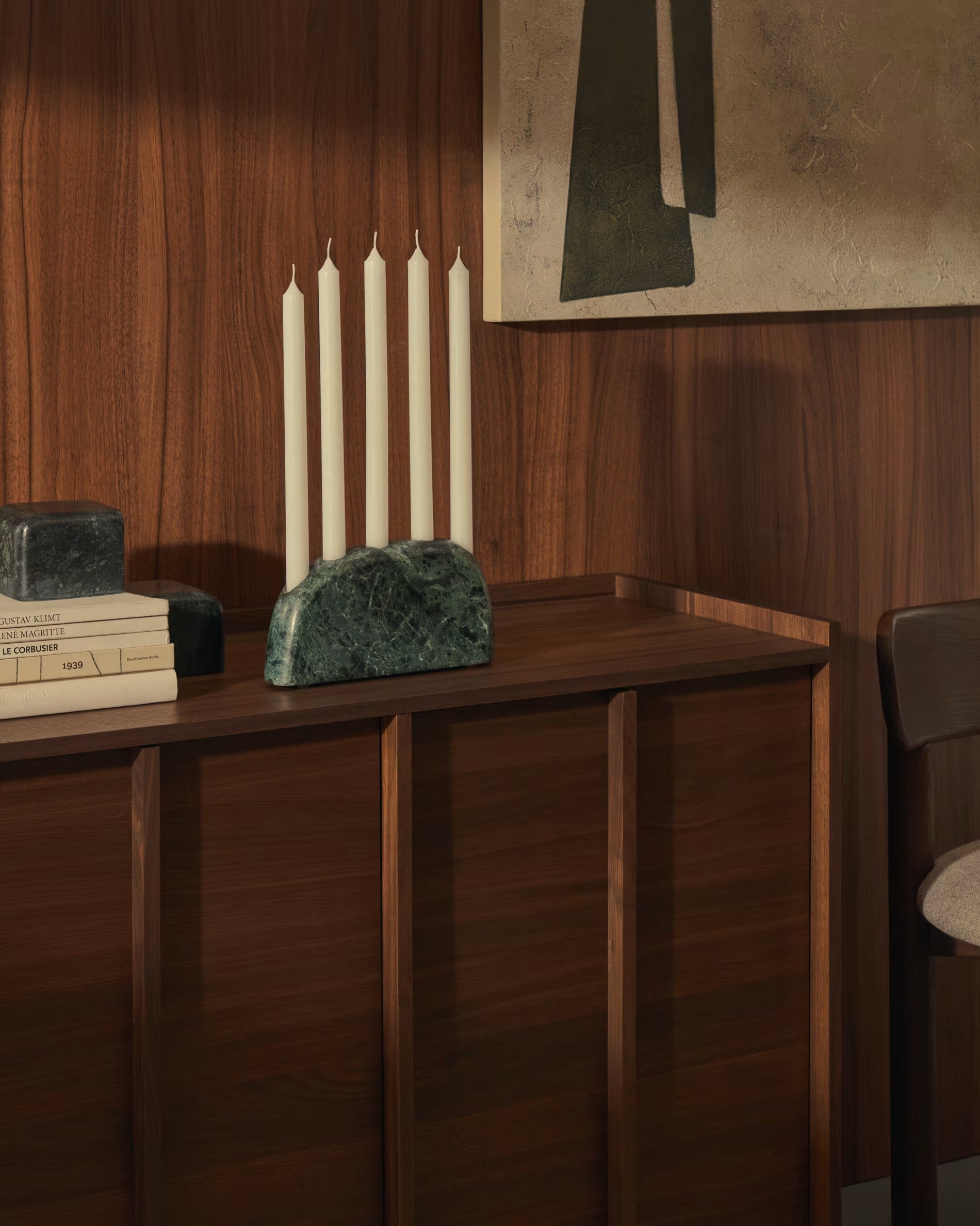 SIGNE Green Marble Candle Holder