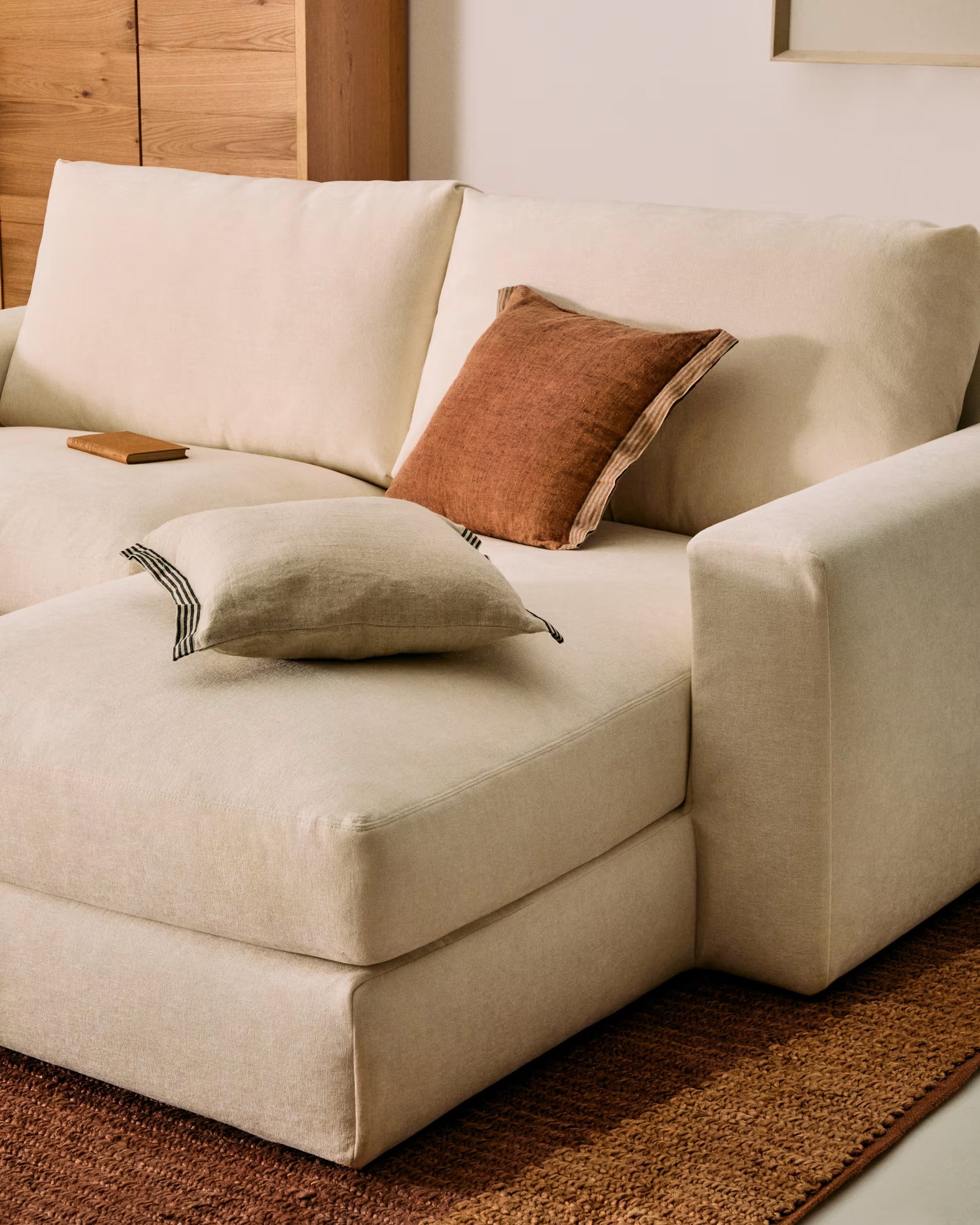 3-Sitzer-Ecksofa ALEA, ecrufarbenes Chenille