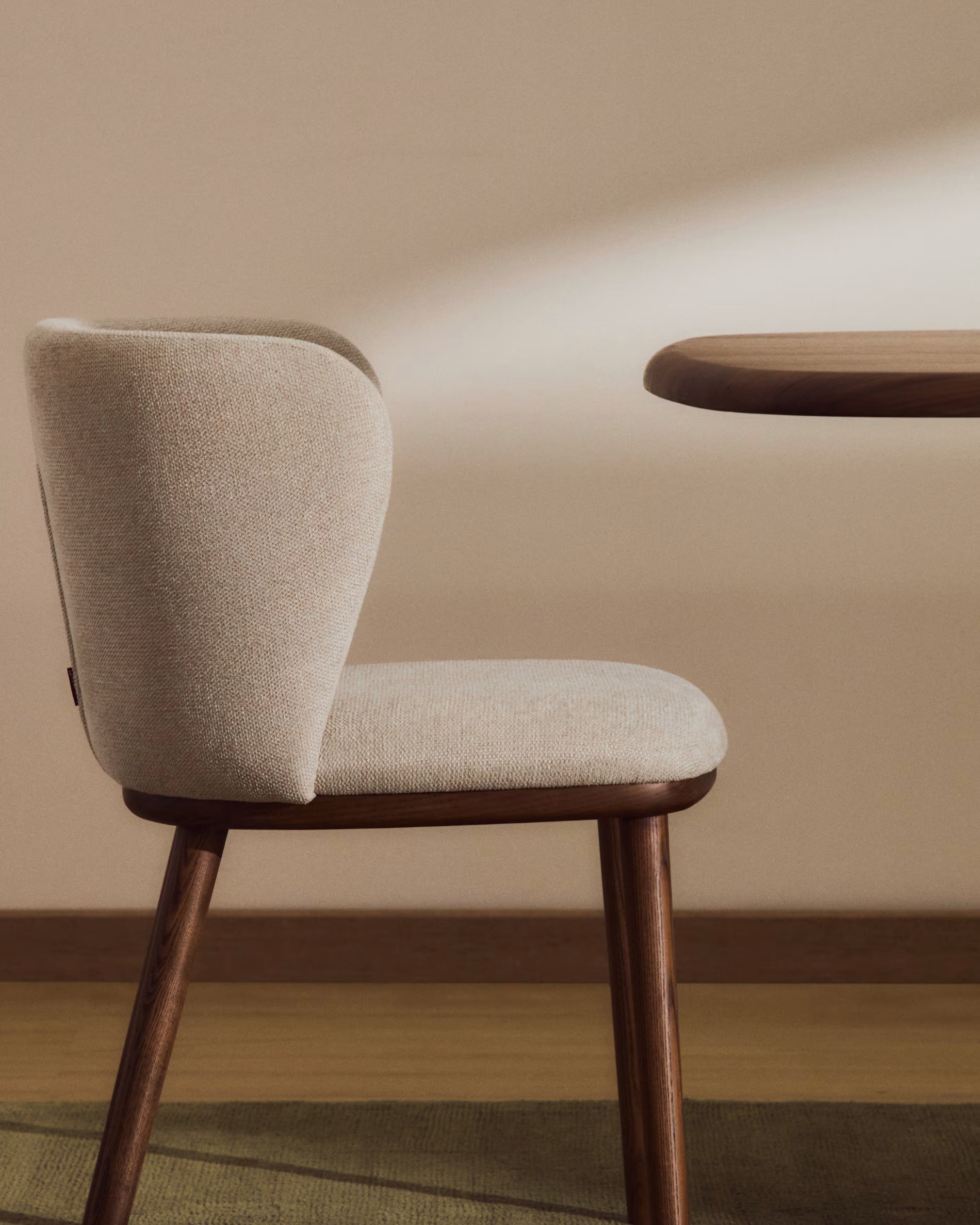 Ciselia Chair in Beige Chenille with Dark Ash Base