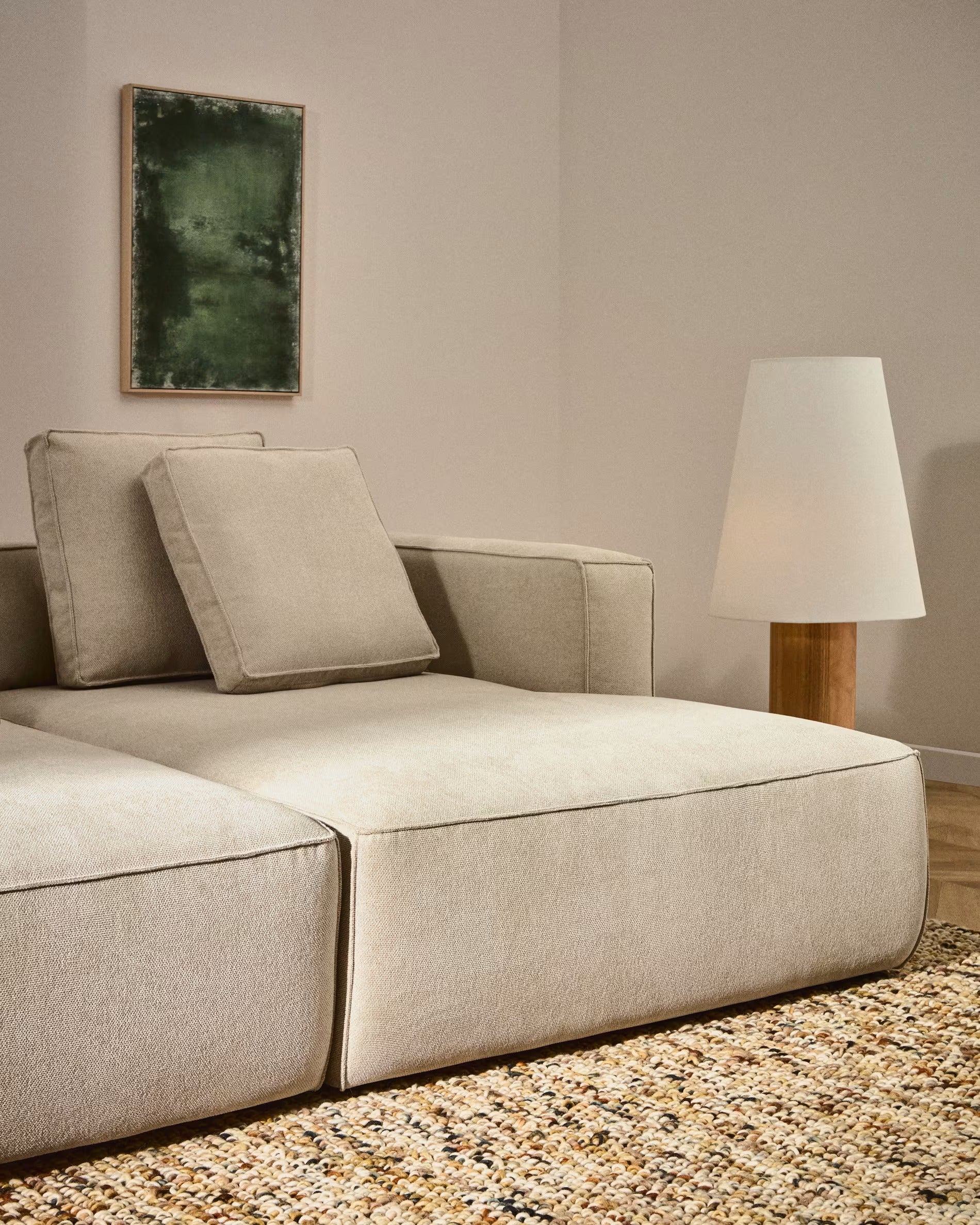 Rechtsseitige 3-Sitzer-Couch mit Schlaffunktion MARELA beige