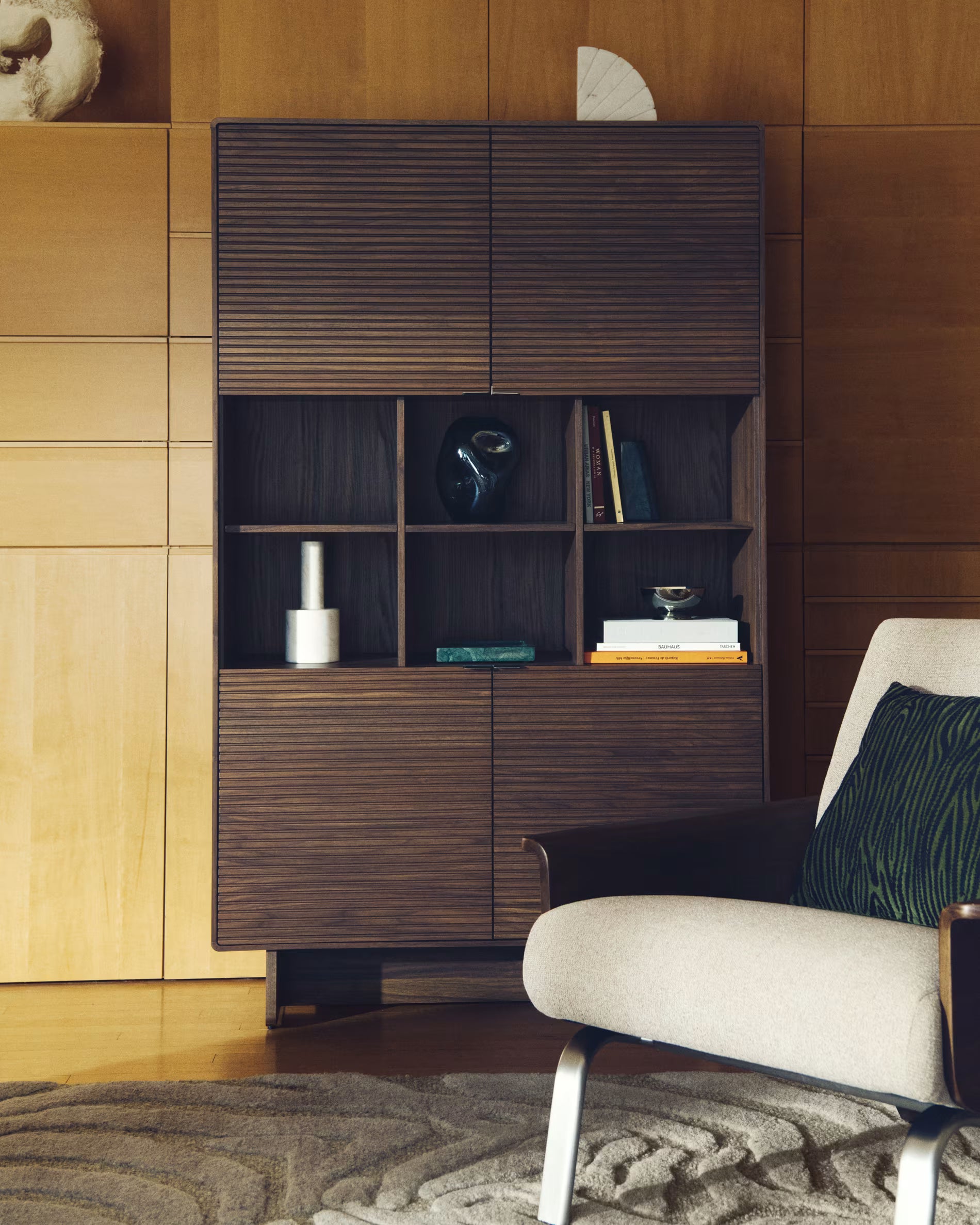 NORLEN display cabinet dark brown walnut veneer