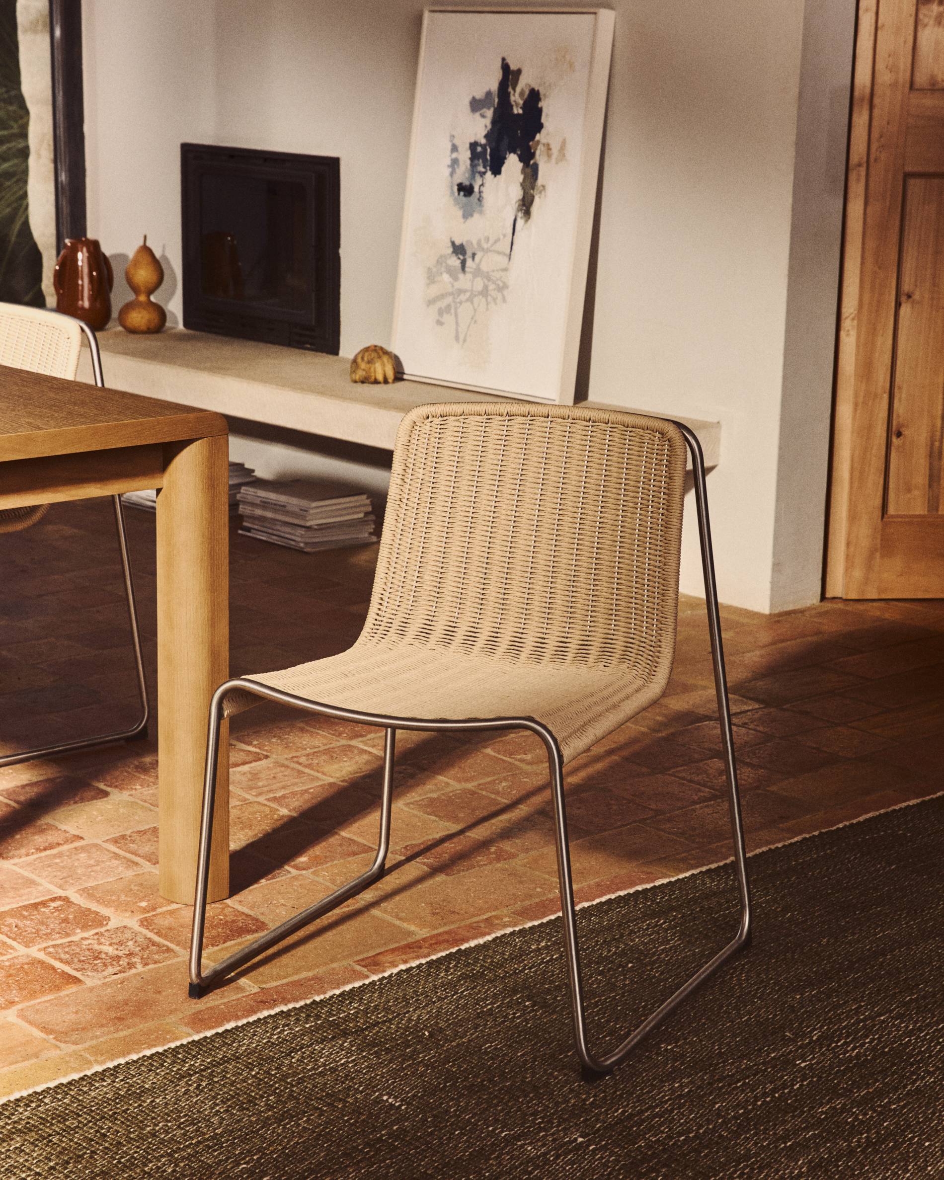 TAVARI Beige Garden Chair with Steel Base