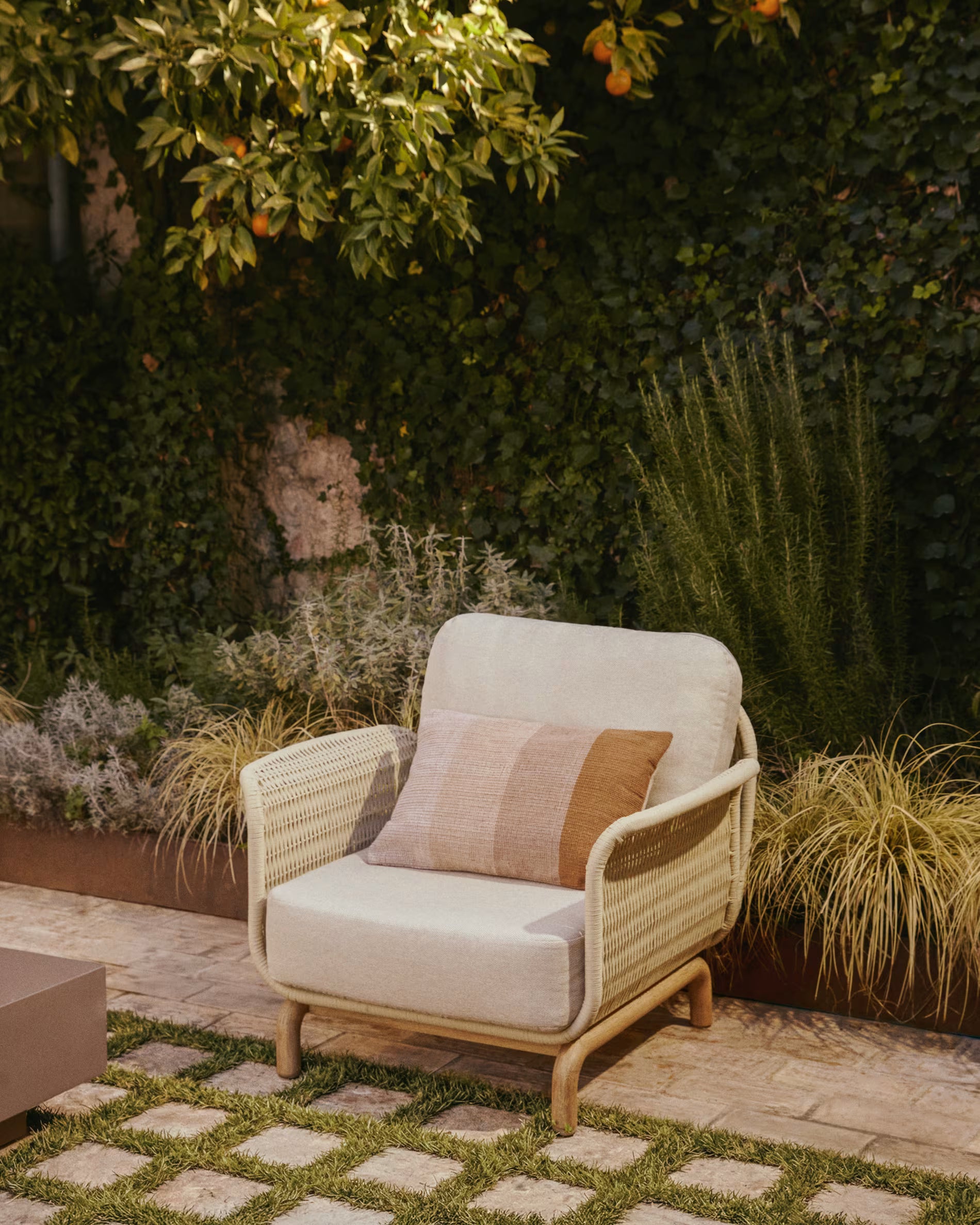 ADYS beige cushion cover with orange