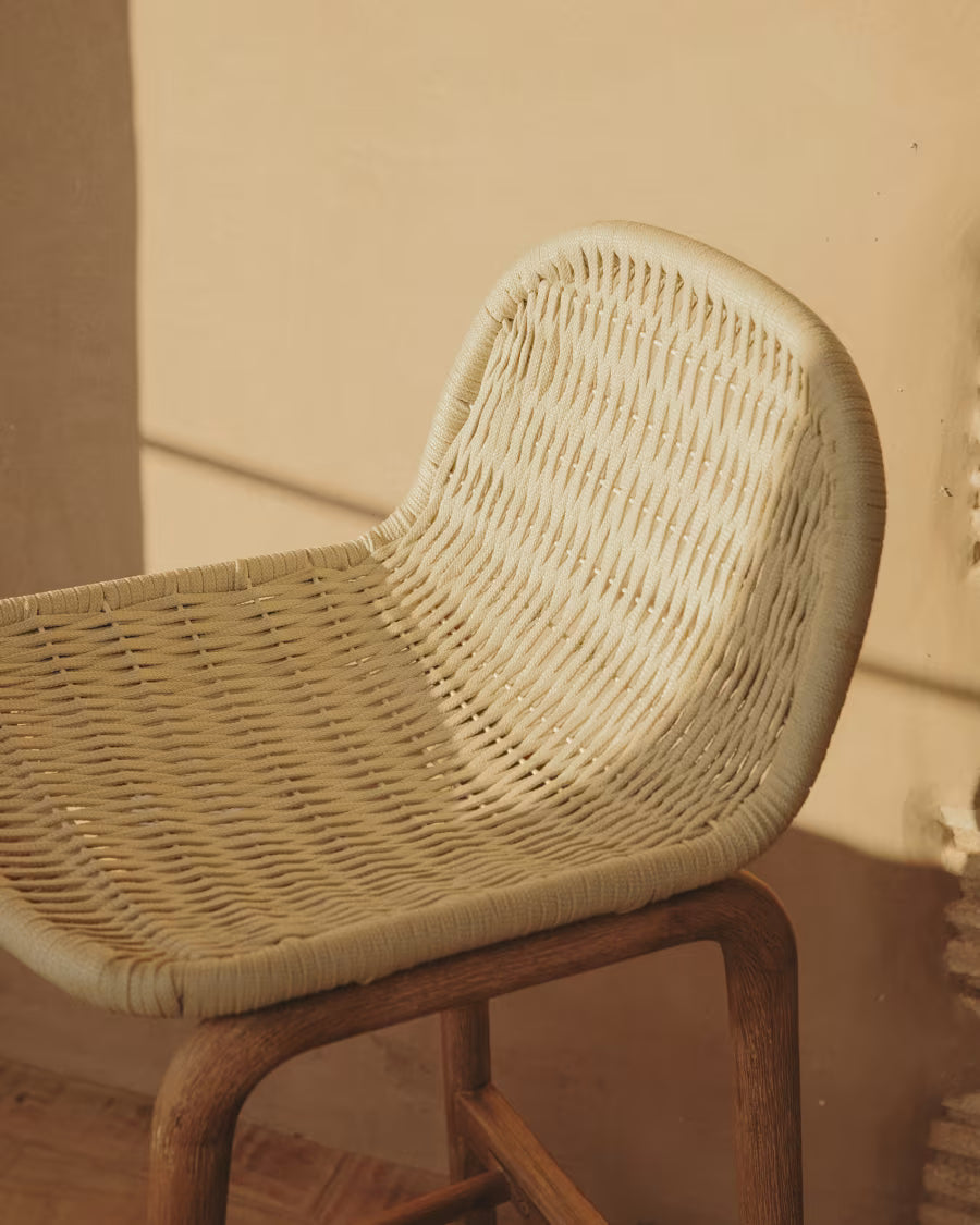 ALIPA Outdoor Bar Chair Beige with Acacia Wood