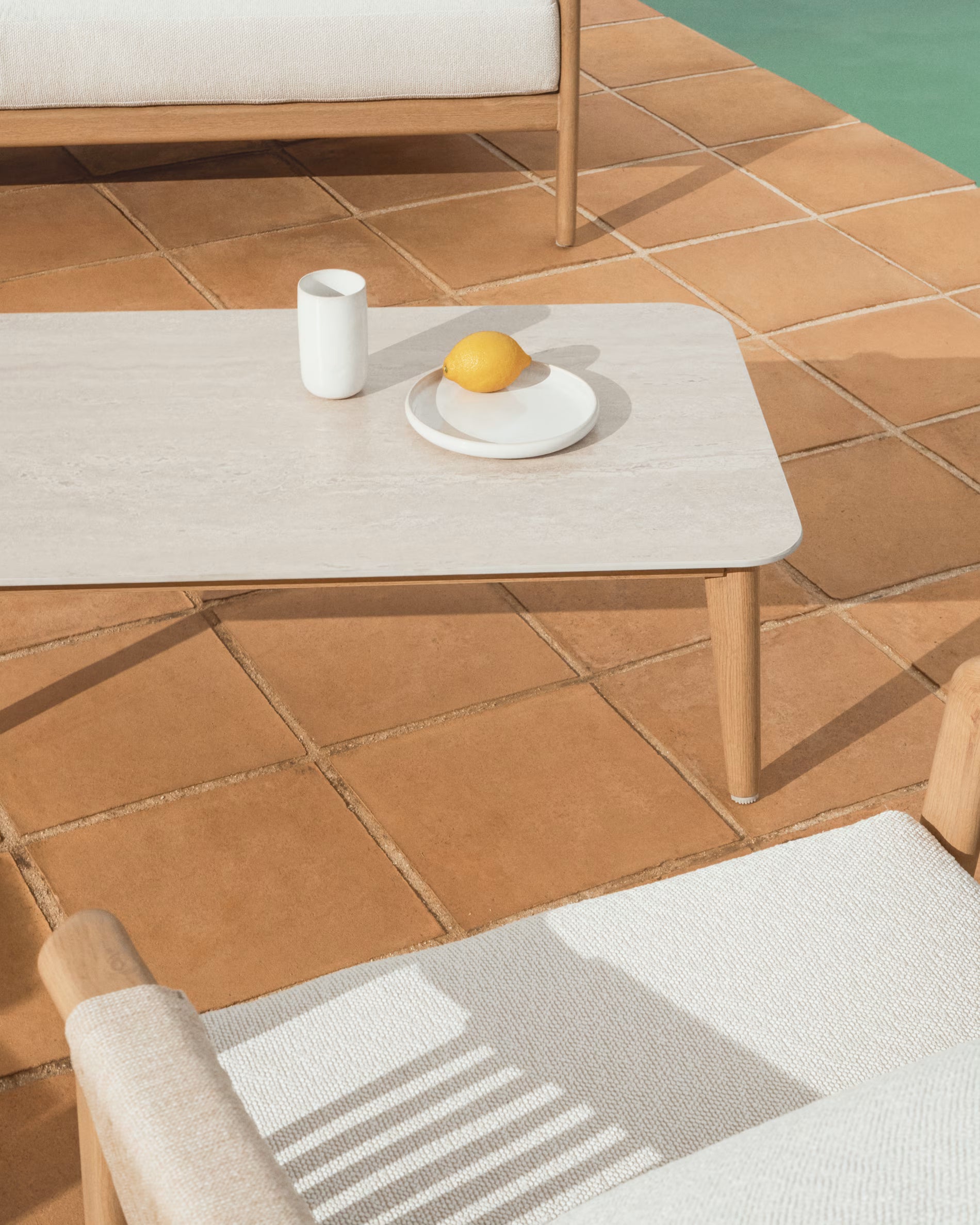 SIRTE Ecru Garden Set with Aluminum Base Imitating Wood