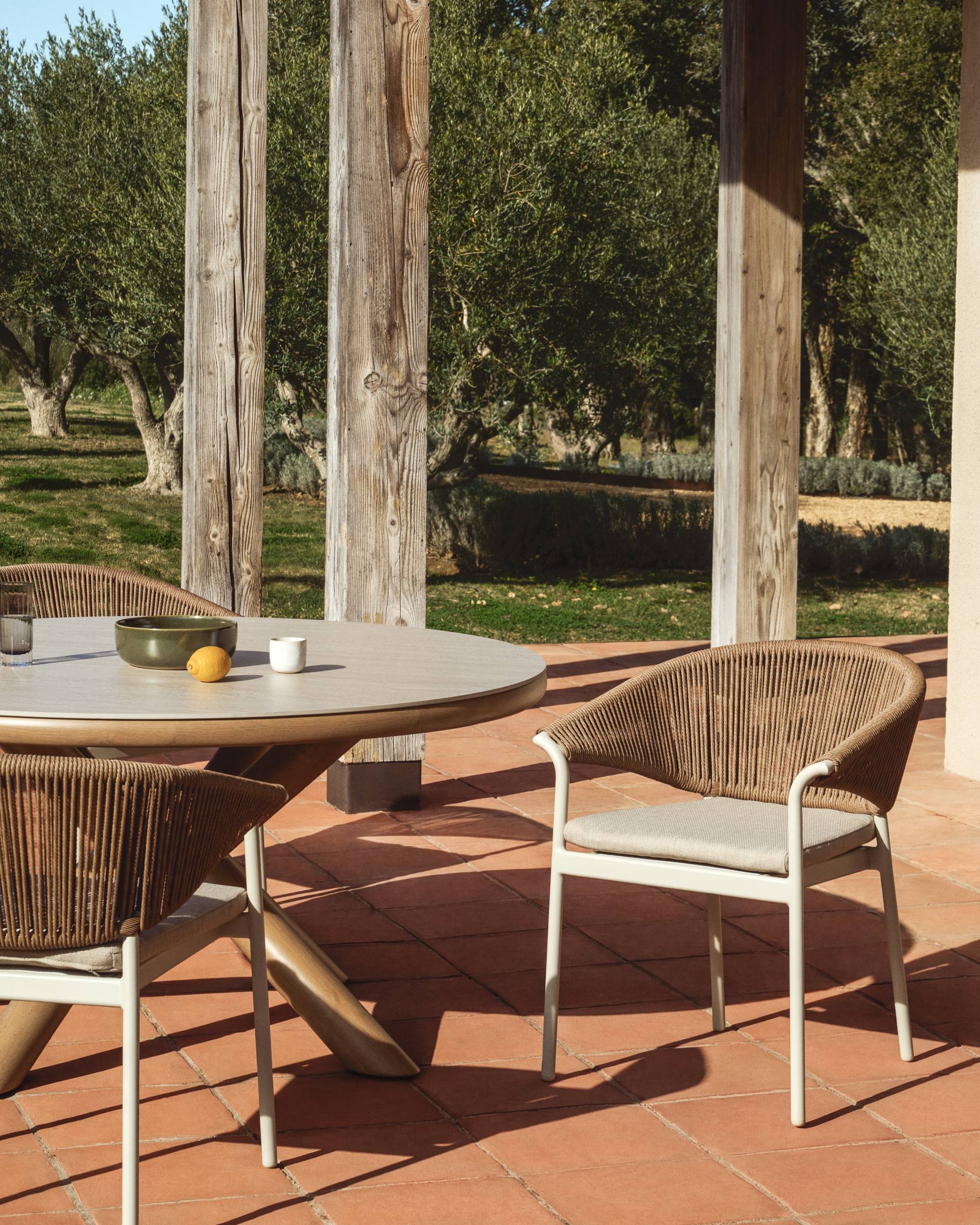 ZUARA Ecru Garden Chair with Brown