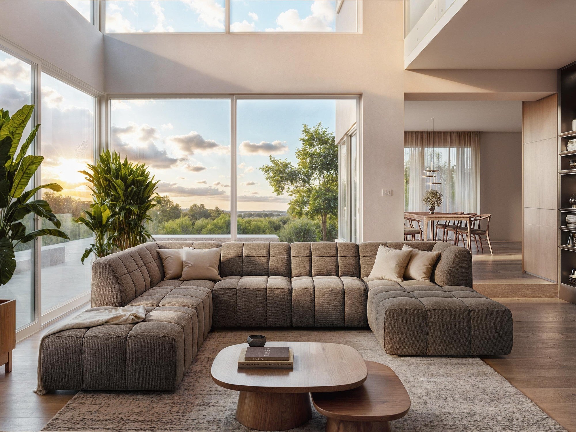 Modulares 3-Sitzer Sofa ALOHA in pflaumenfarbener Kunstleder