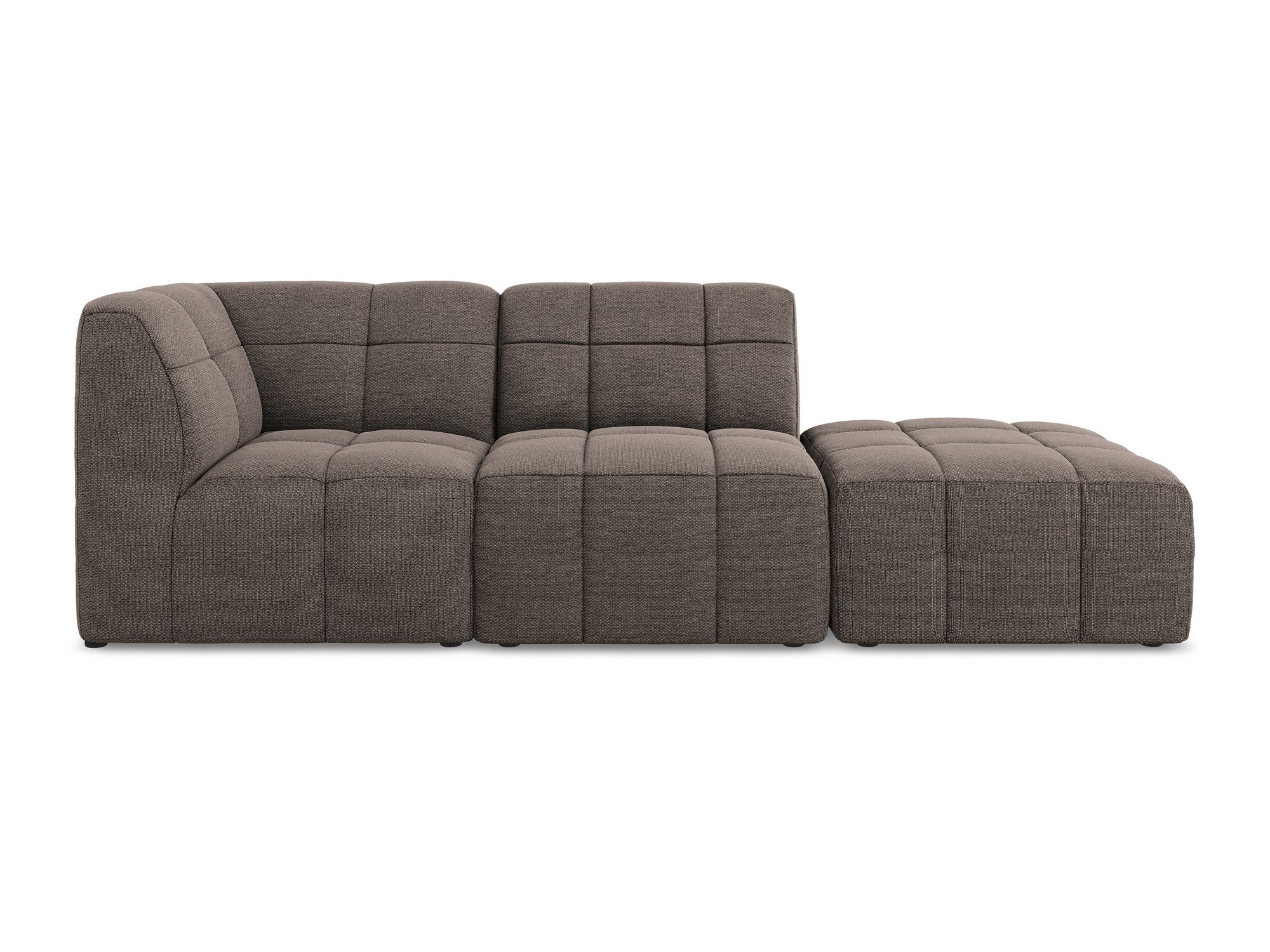 Left-facing open modular sofa for 3 people ALOHA chocolate boucle