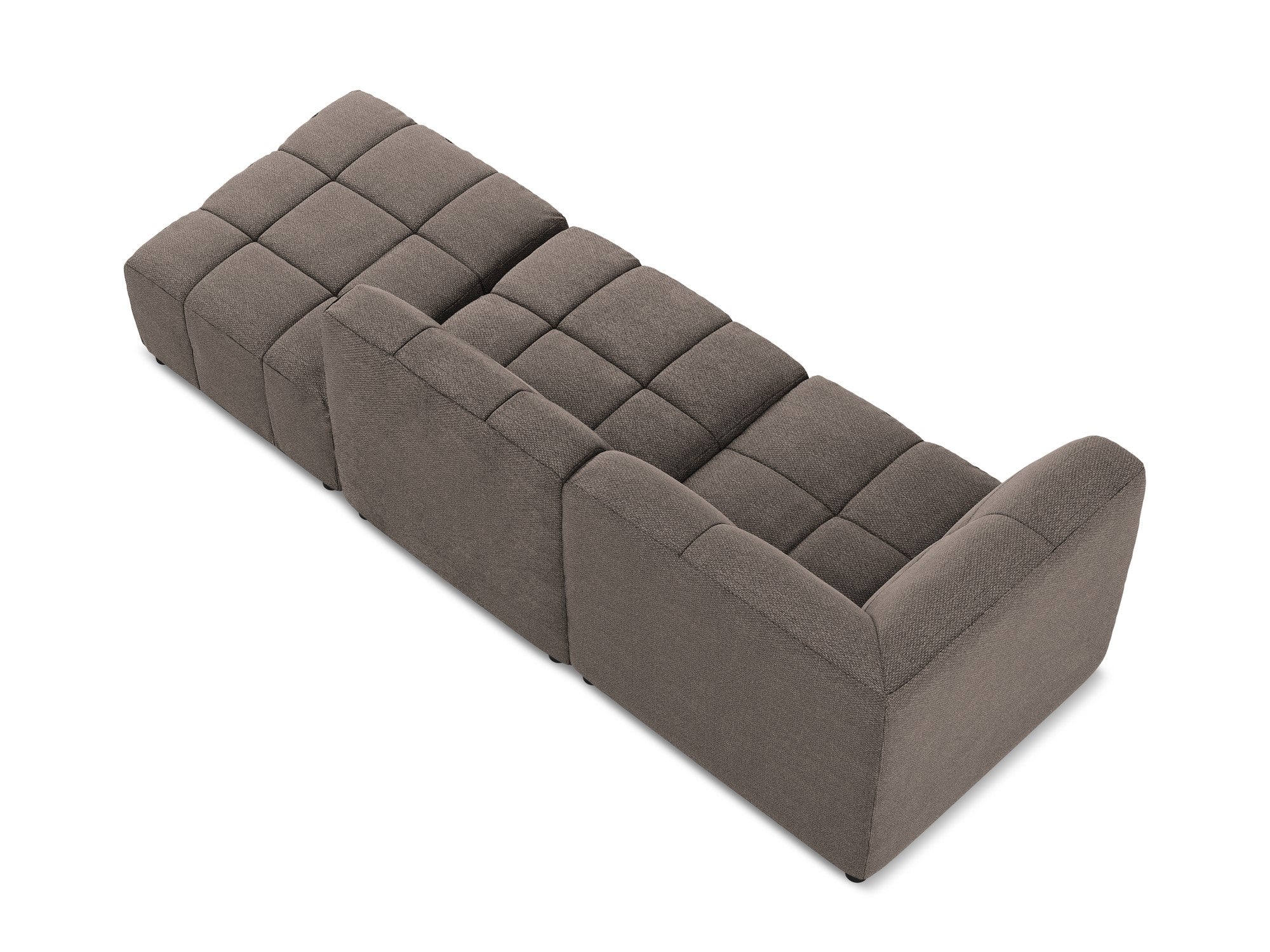 Left-facing open modular sofa for 3 people ALOHA chocolate boucle
