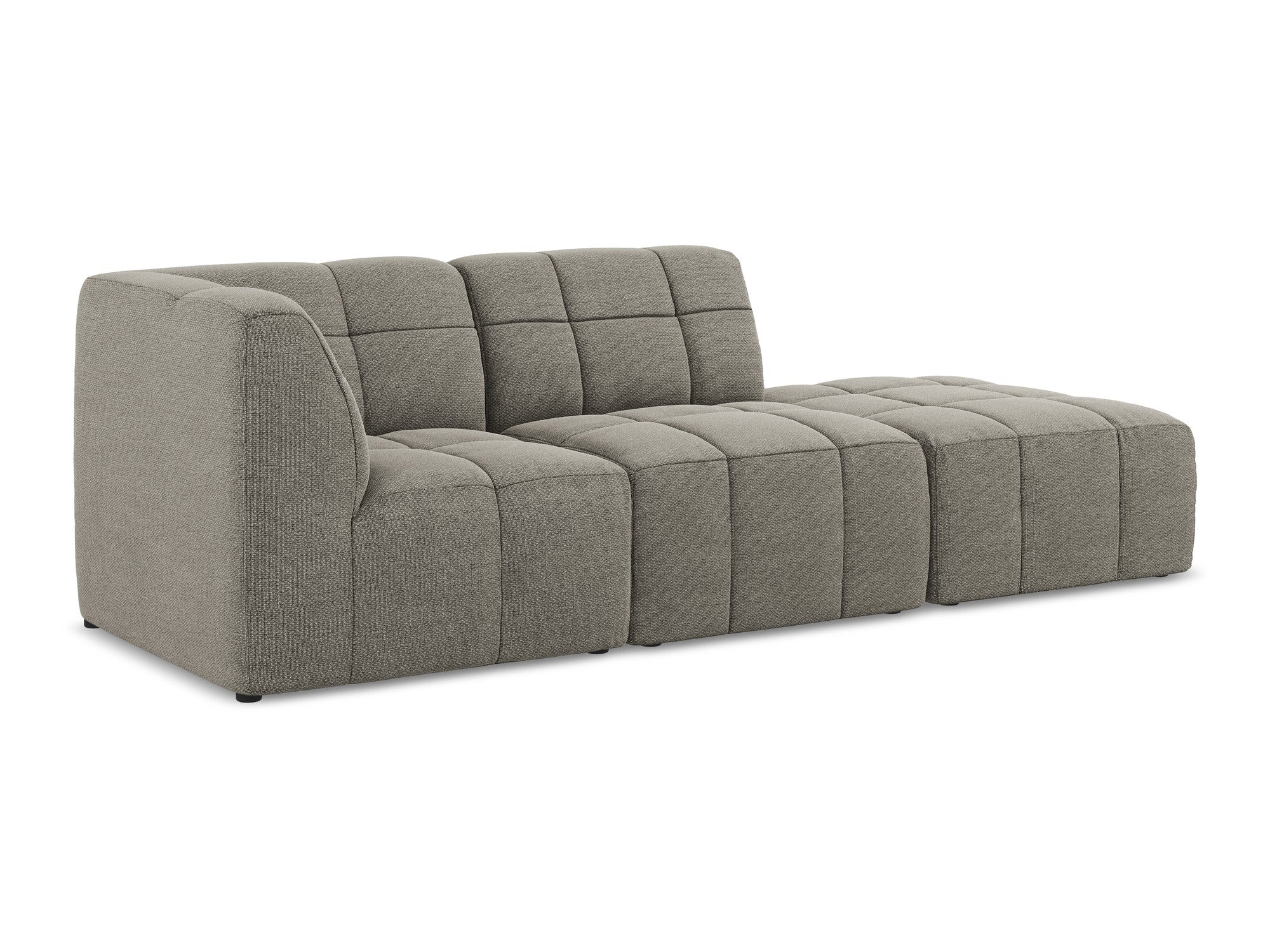 Modulares, linksseitiges offenes 3-Sitzer-Sofa ALOHA in grauem Boucle