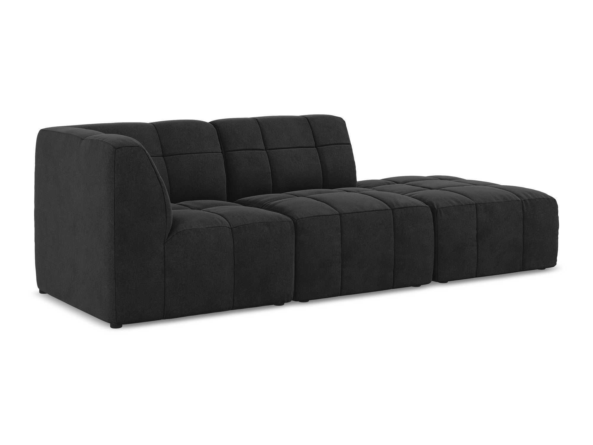 Modulares Samtsofa linksseitig offen 3-sitzig ALOHA schwarz