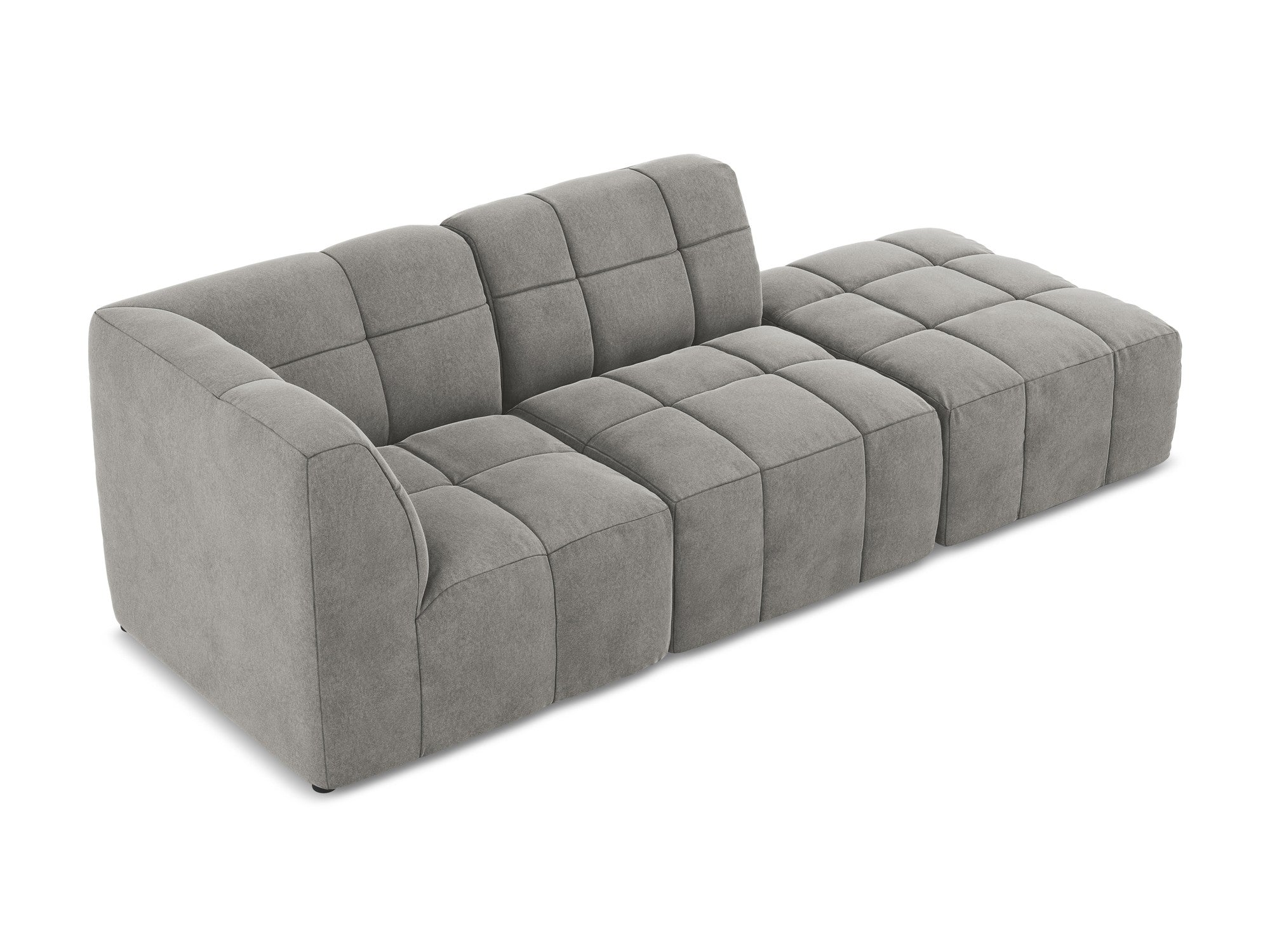 Left-facing open velvet modular sofa for 3 people ALOHA gray