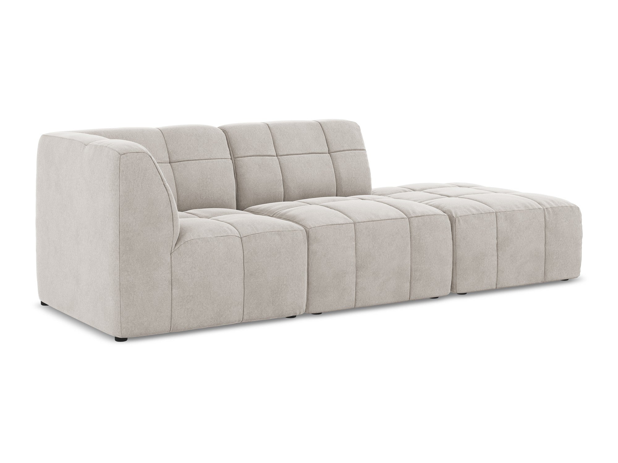 Modulares Sofa aus Samt, linksseitig offen, 3-Sitzer ALOHA in hellbeige