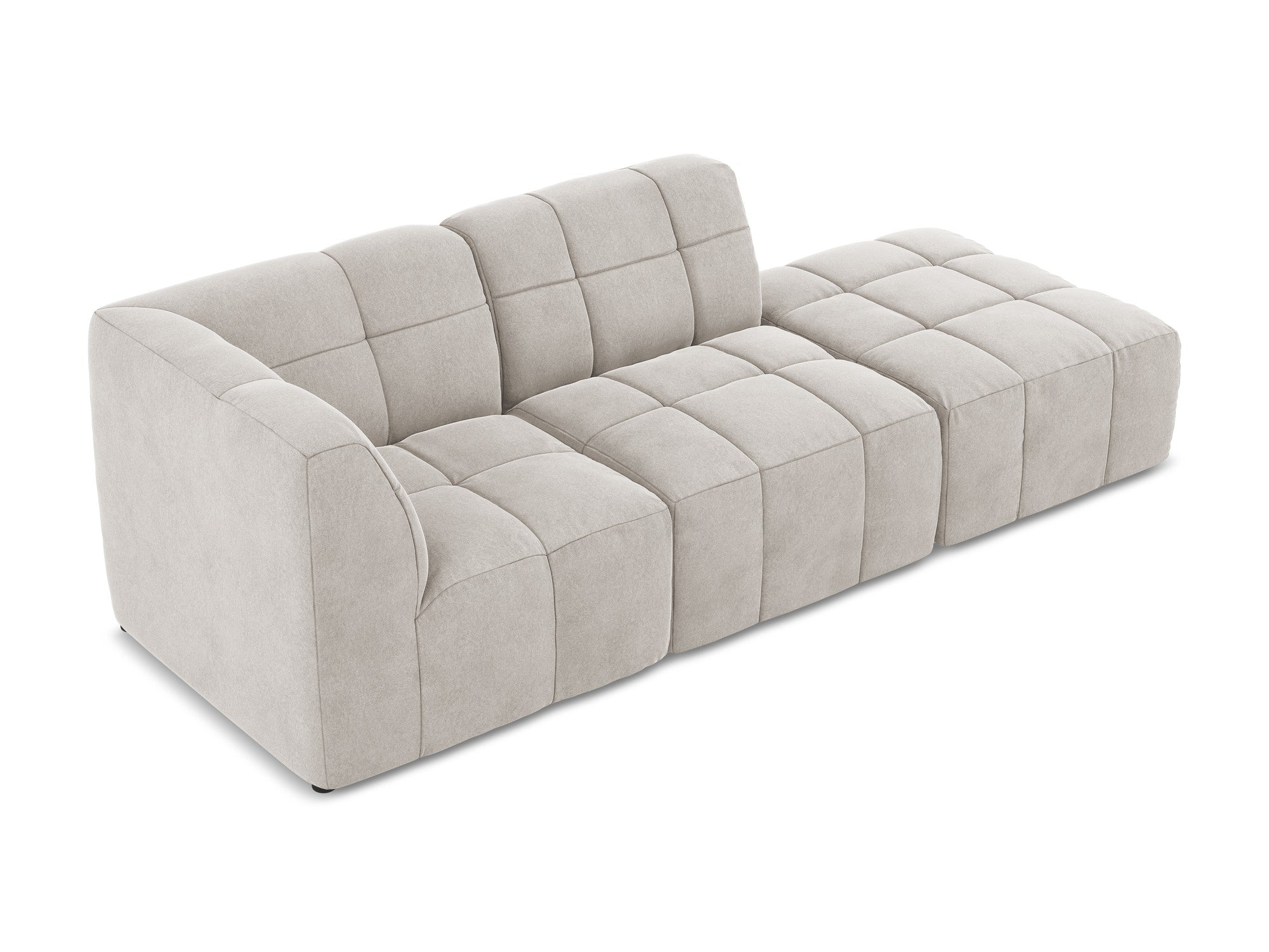 Modulares Sofa aus Samt, linksseitig offen, 3-Sitzer ALOHA in hellbeige