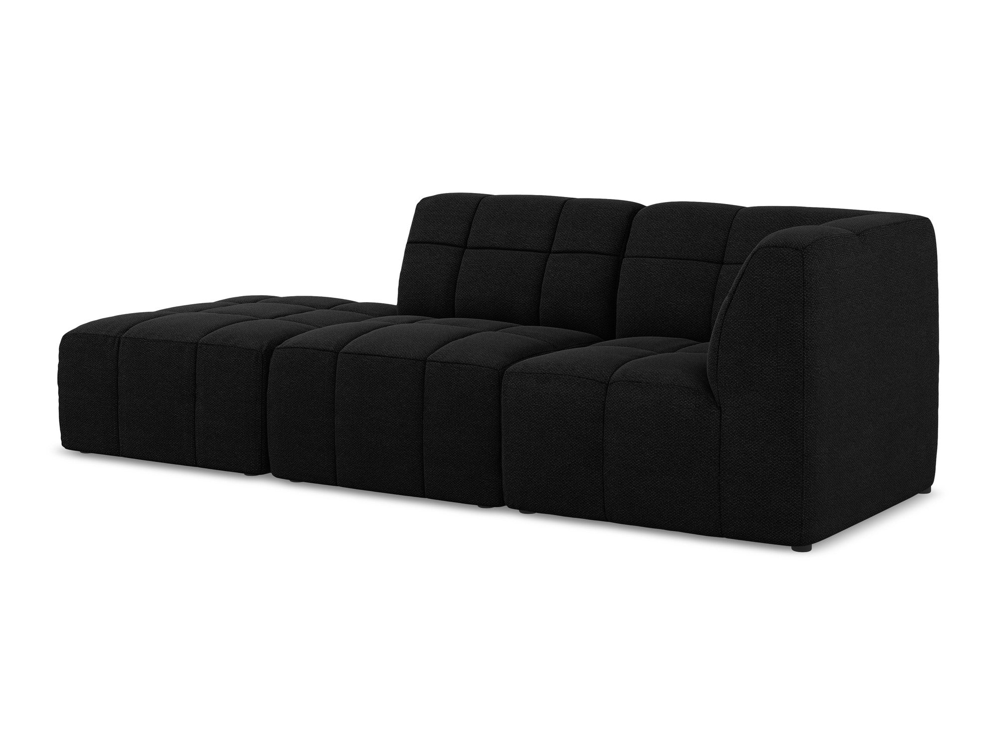Modulares Sofa mit offener rechter Seite, 3-Sitzer ALOHA, schwarzes Boucle