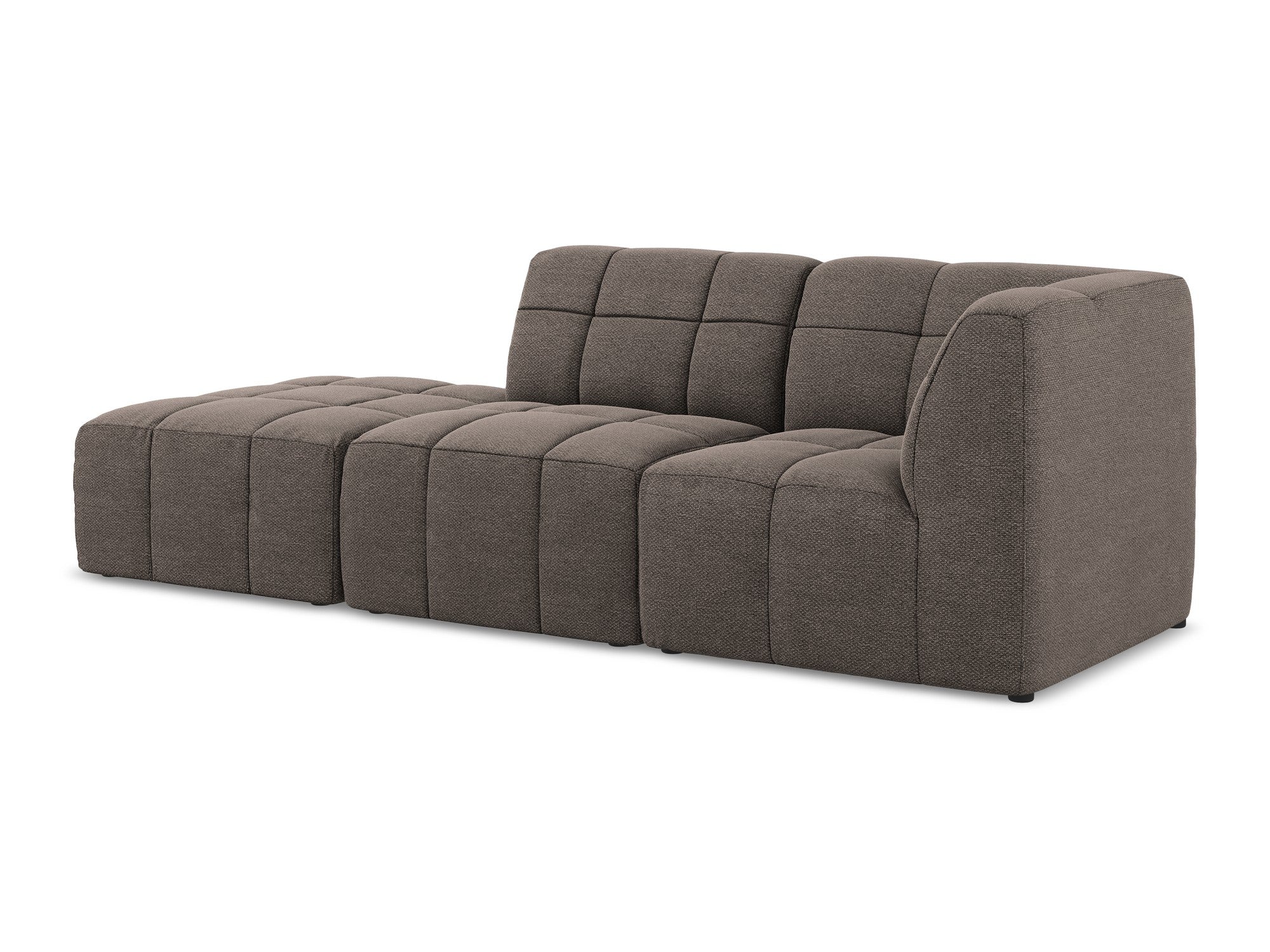 Right-facing open modular 3-seater sofa ALOHA chocolate boucle