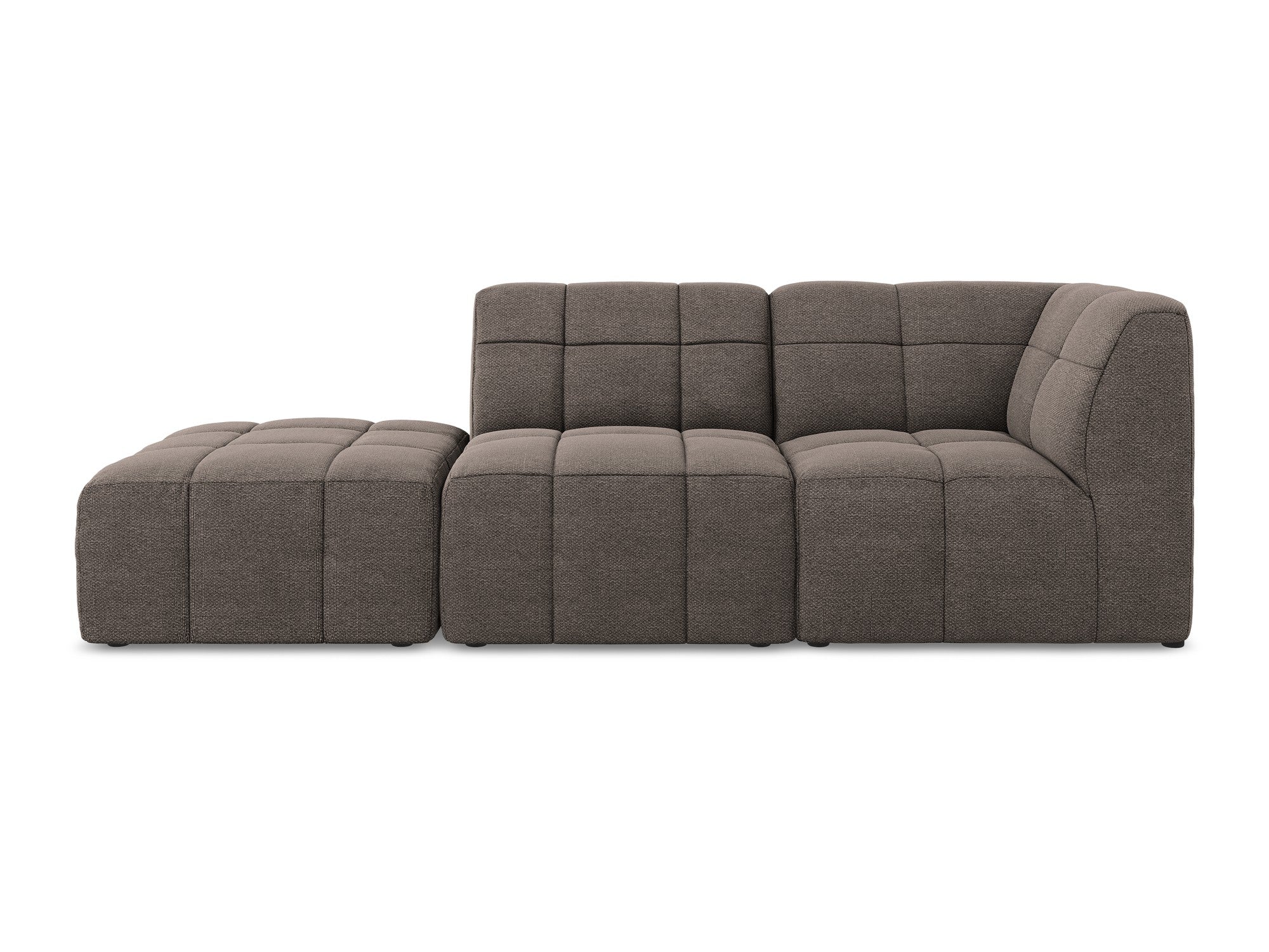 Right-facing open modular 3-seater sofa ALOHA chocolate boucle