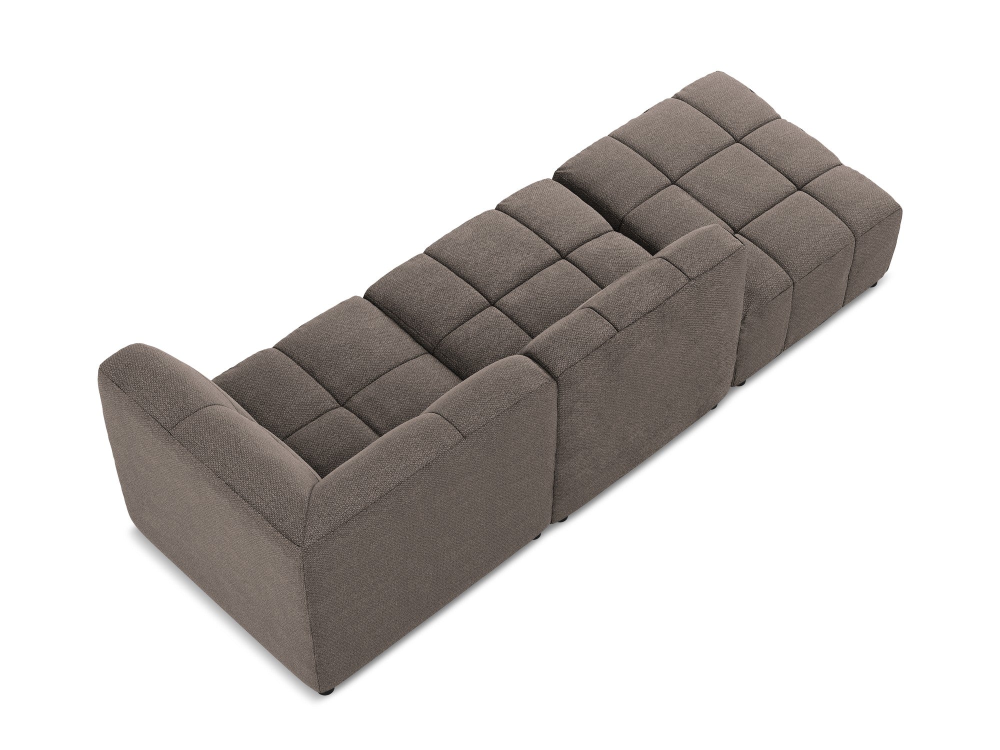 Right-facing open modular 3-seater sofa ALOHA chocolate boucle