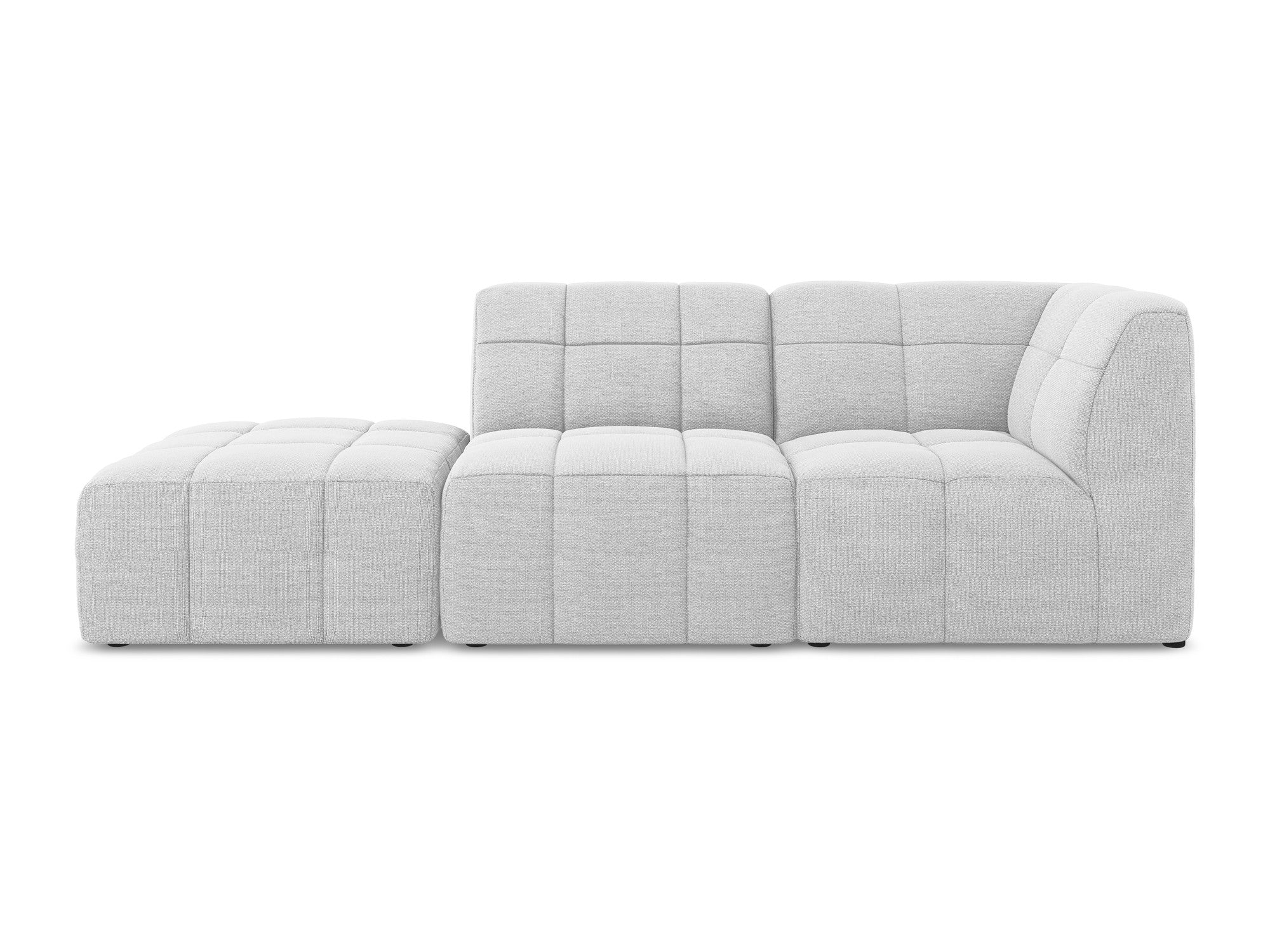 Right-facing open modular 3-seater sofa ALOHA silver boucle