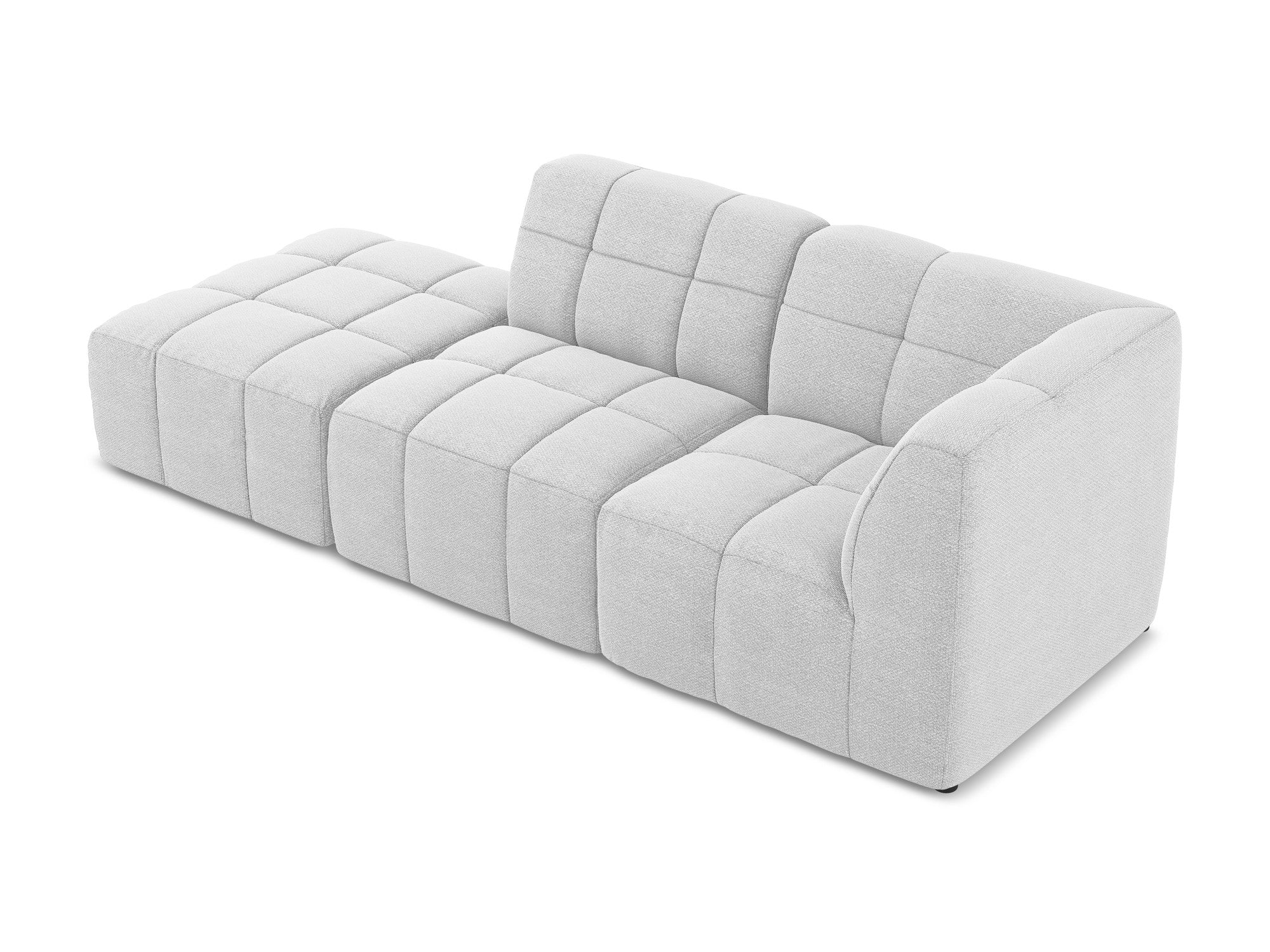 Right-facing open modular 3-seater sofa ALOHA silver boucle
