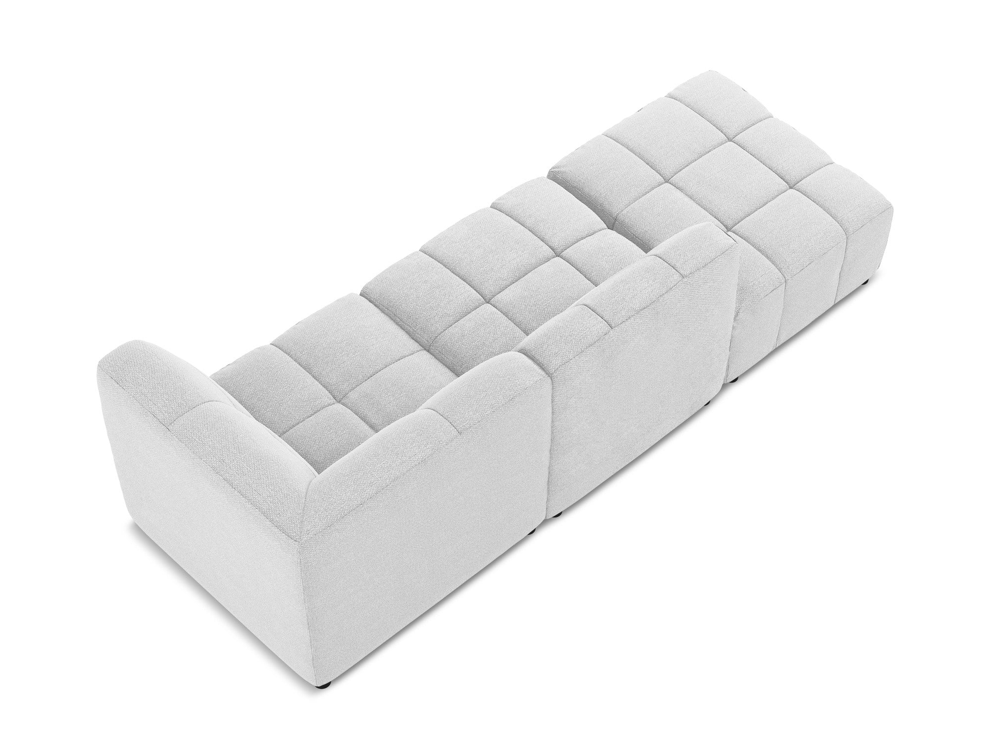 Right-facing open modular 3-seater sofa ALOHA silver boucle