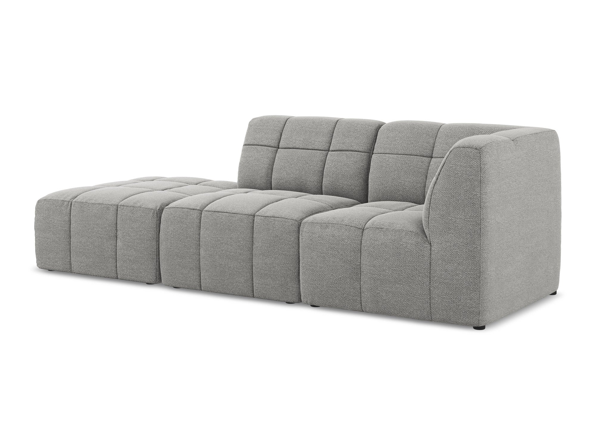 Right-facing open modular 3-seater sofa ALOHA light gray boucle