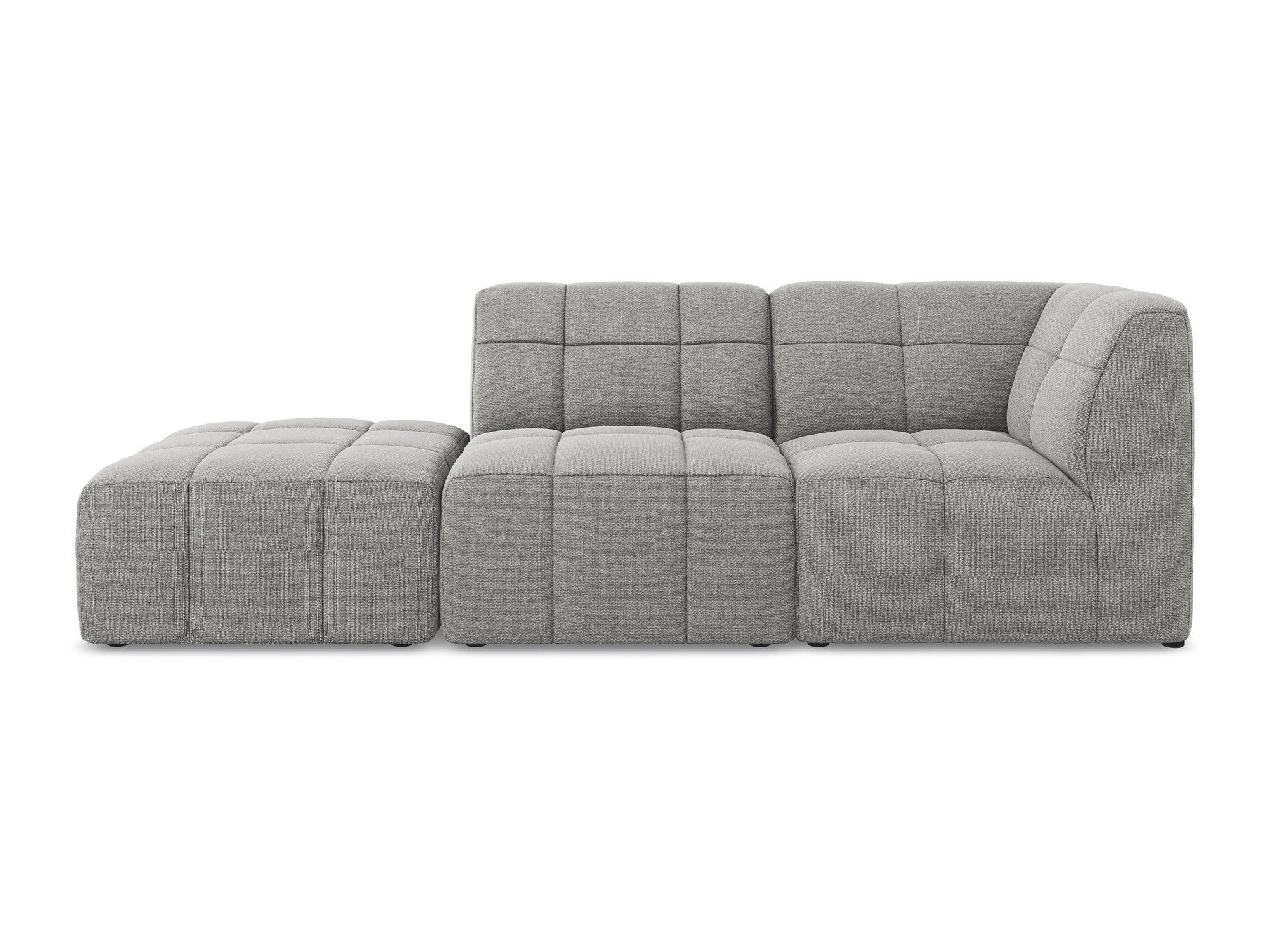 Right-facing open modular 3-seater sofa ALOHA light gray boucle