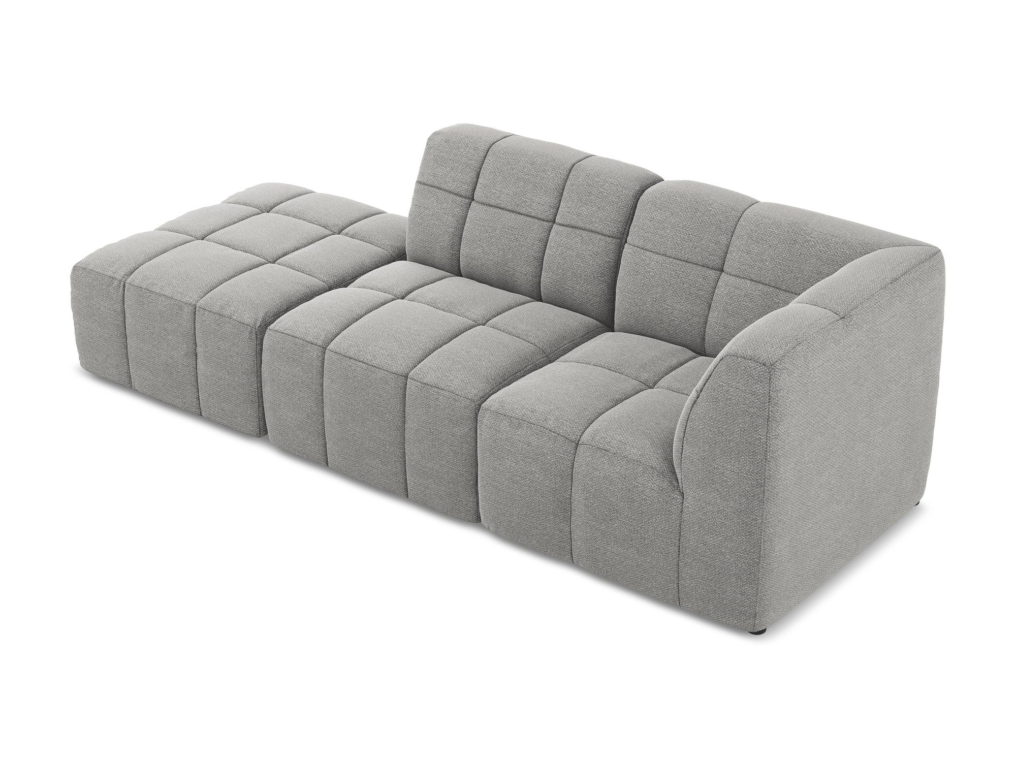 Right-facing open modular 3-seater sofa ALOHA light gray boucle