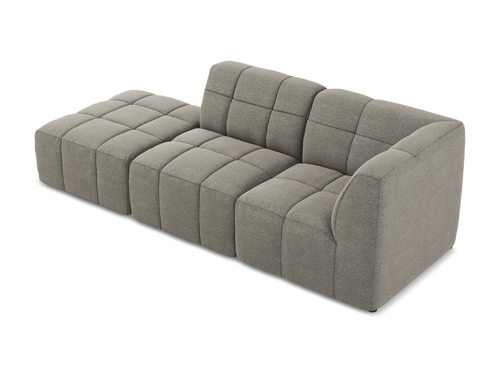 Modulares Sofa mit offener rechter Seite, 3-Sitzer ALOHA, graues Boucle