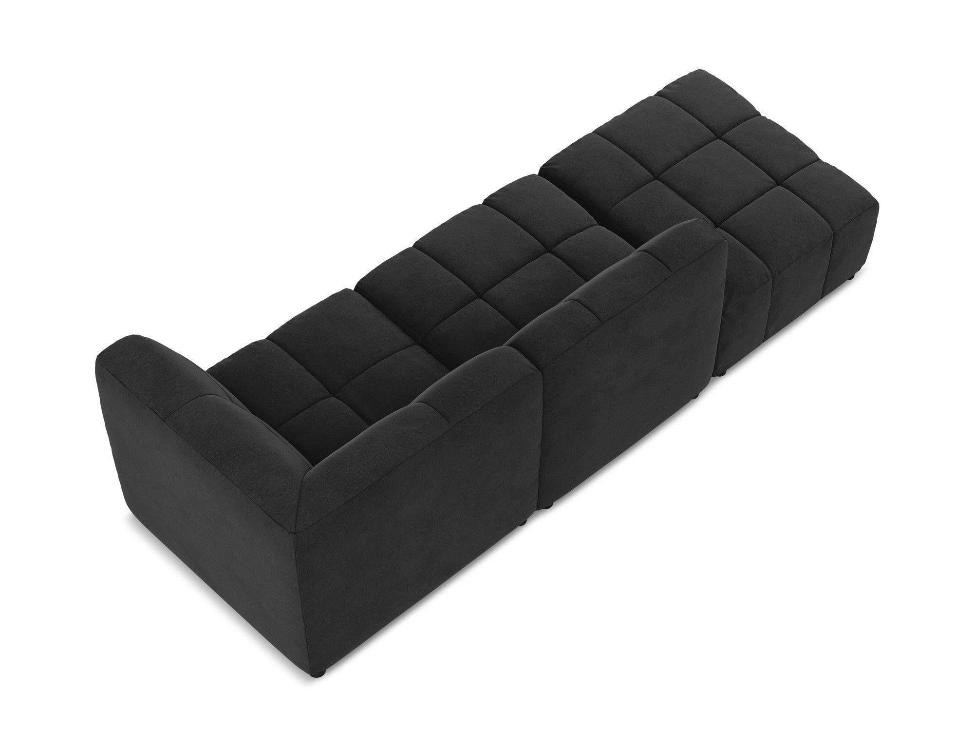 Black Right-Open Velvet Modular Sofa for 3 People ALOHA